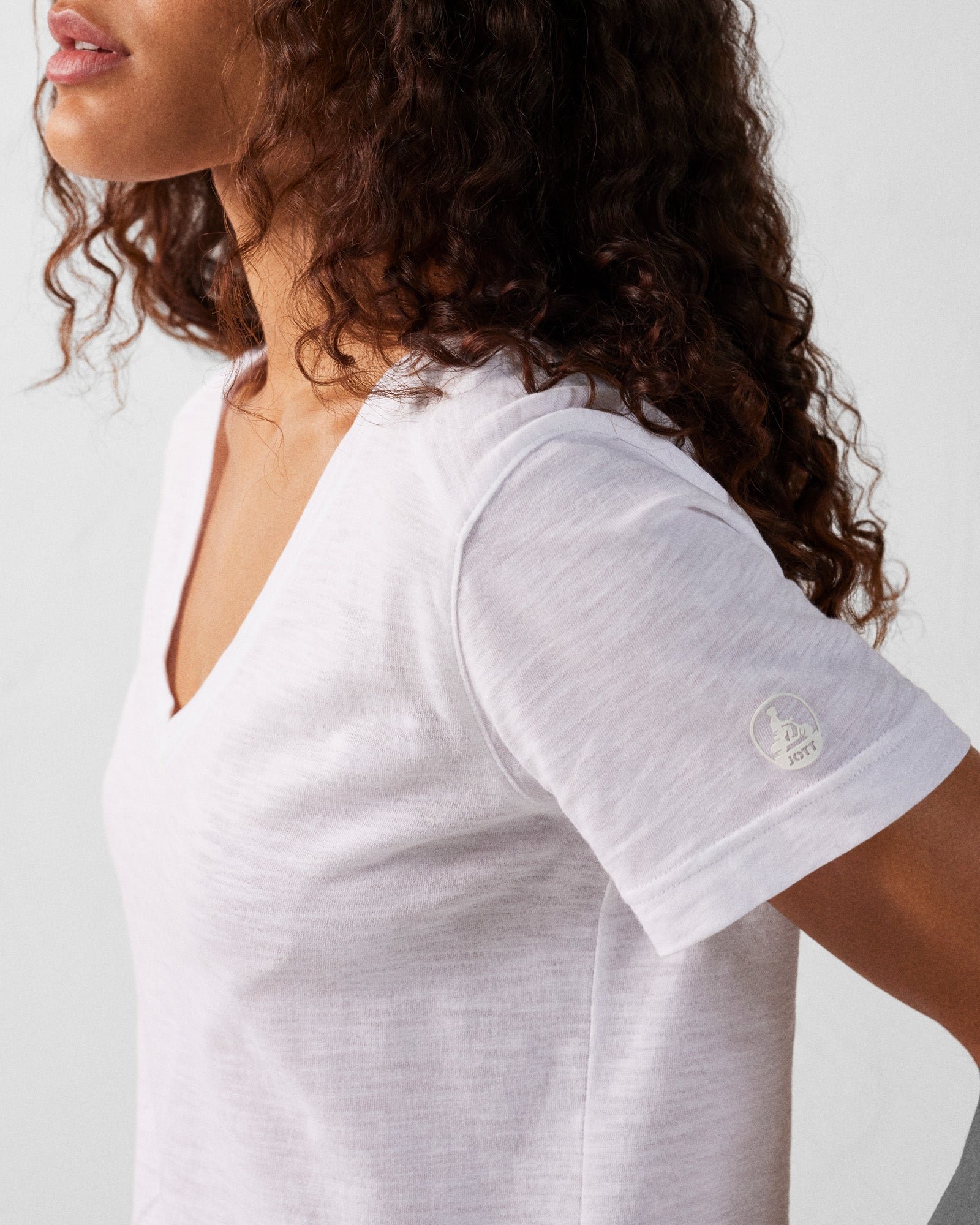 Women's V-neck cotton T-shirt Sonia JOTT White