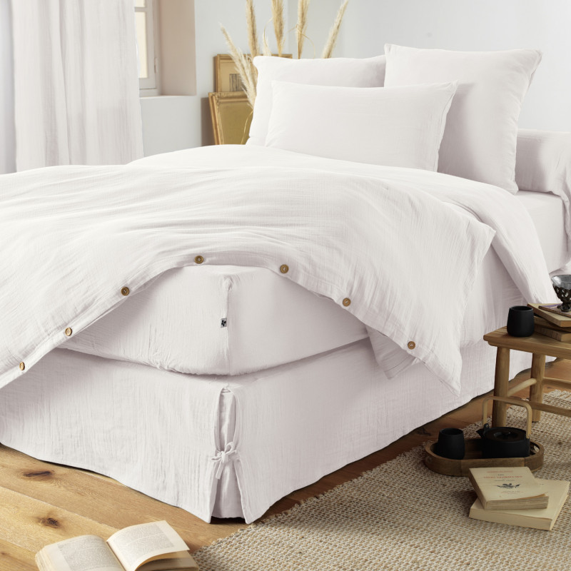 Pack housse de couette "gaïa" toutes dimensions "gaze de coton" L'EFFET PAPILLON Blanc