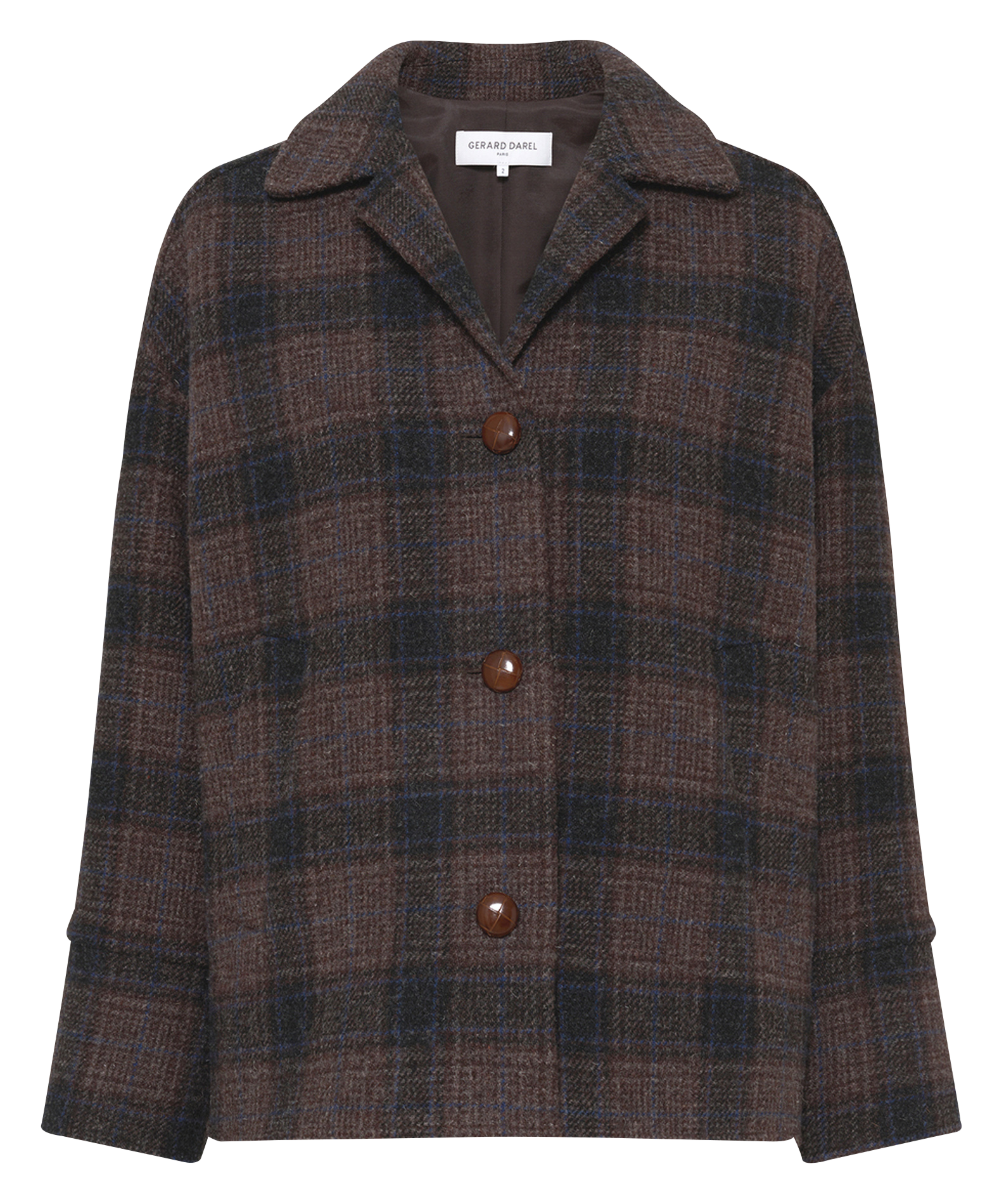 Veste col tailleur à carreaux GERARD DAREL Marron