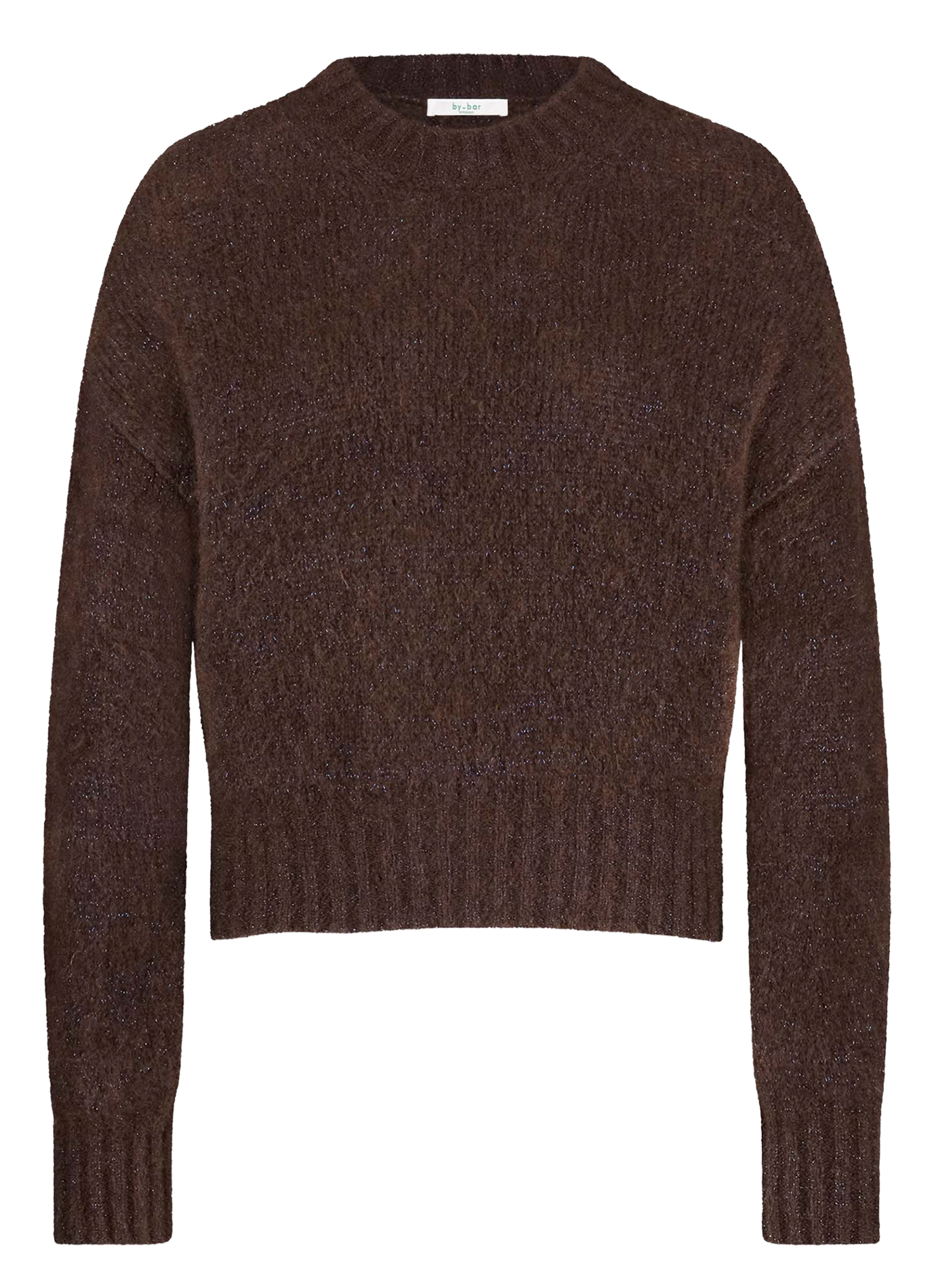 Strakke trui met ronde hals | wolblend BY BAR Bruin