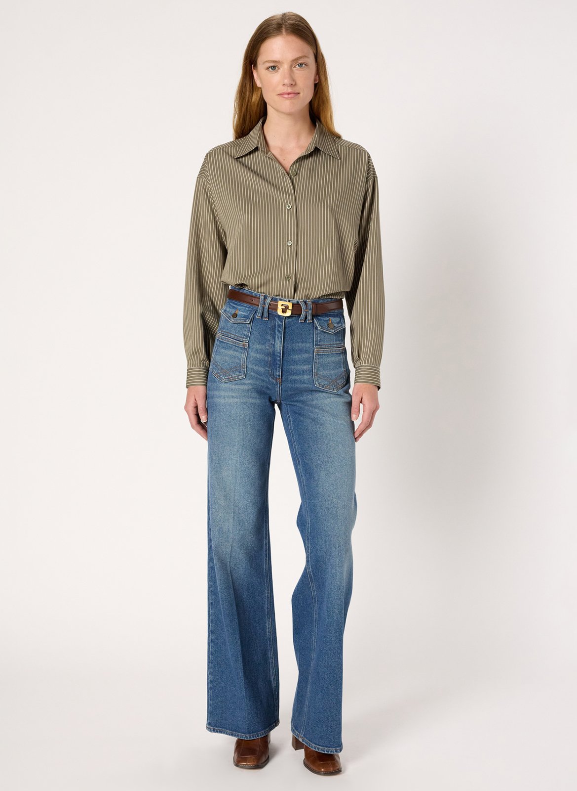 Chemise oversize rayée GERARD DAREL Kaki