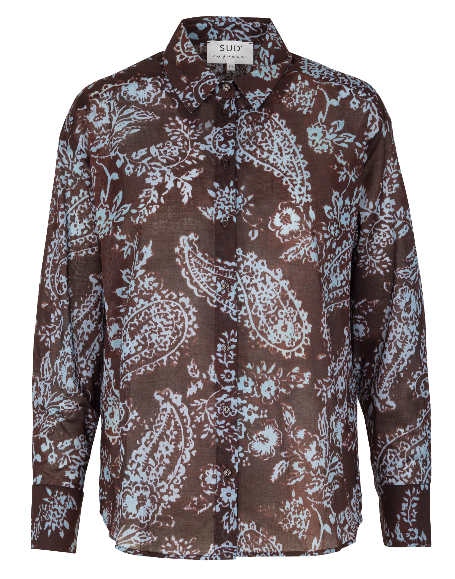 Chemise col classique en coton SUD EXPRESS Marron