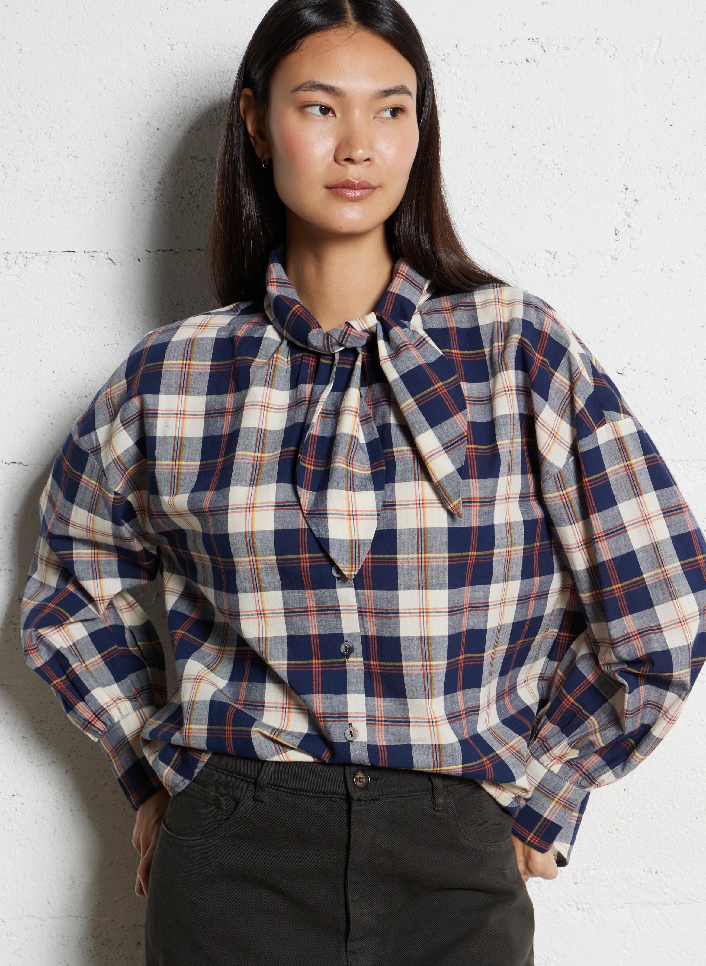 Checkered cotton shirt BELLEPIECE Blue