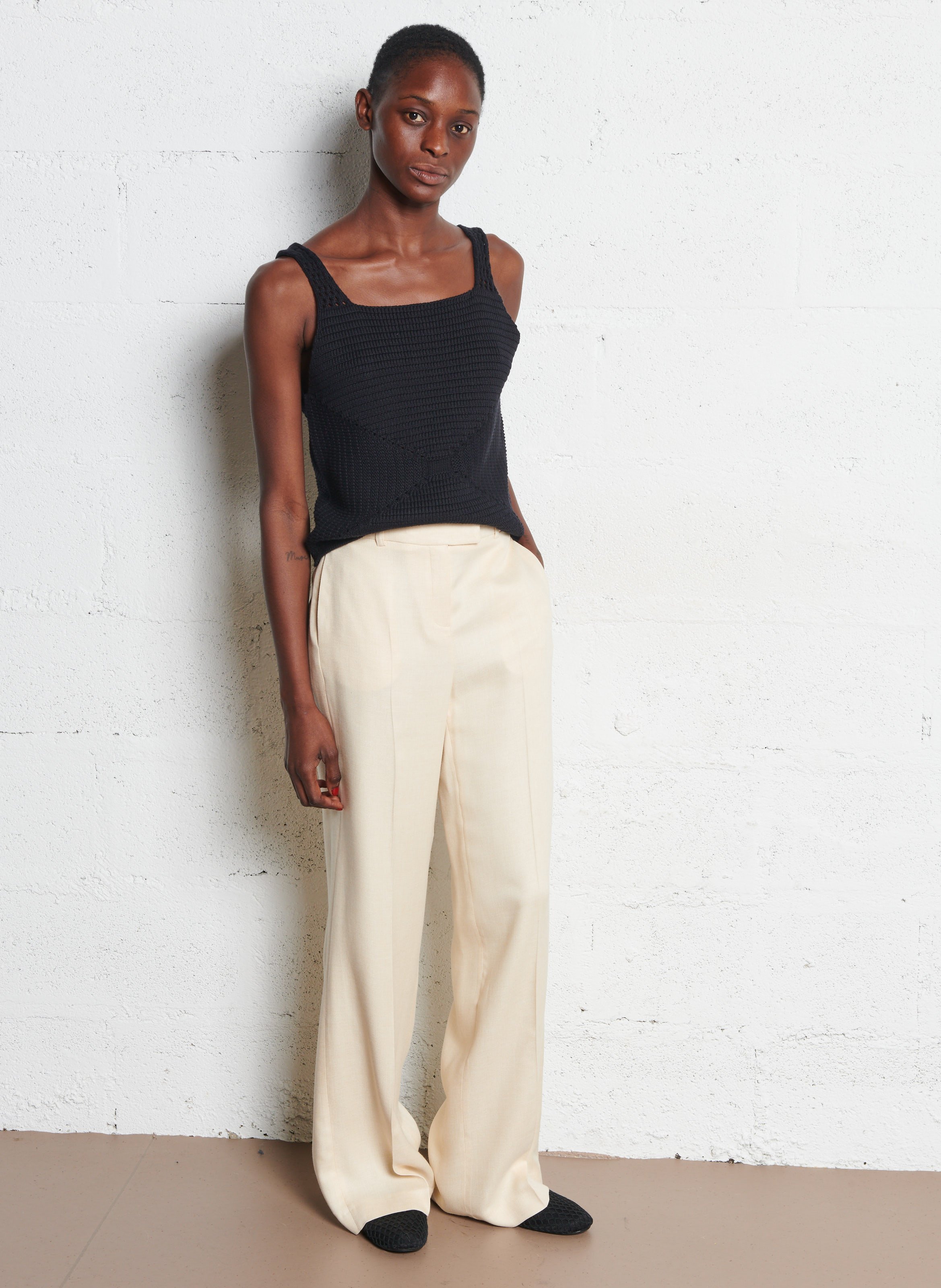 Débardeur droit en coton MAISON 123 Noir