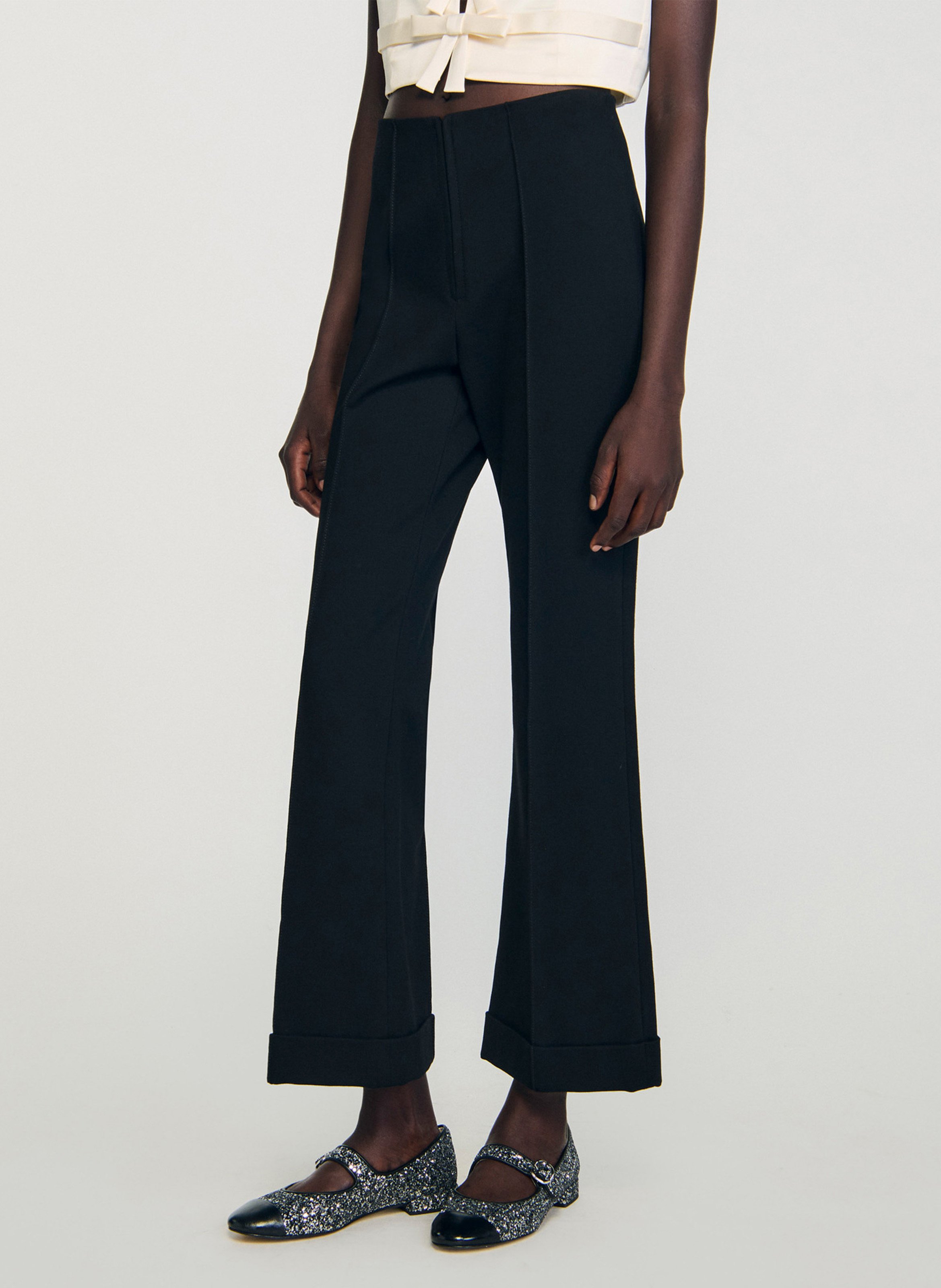 High-waisted flared pants SANDRO Black