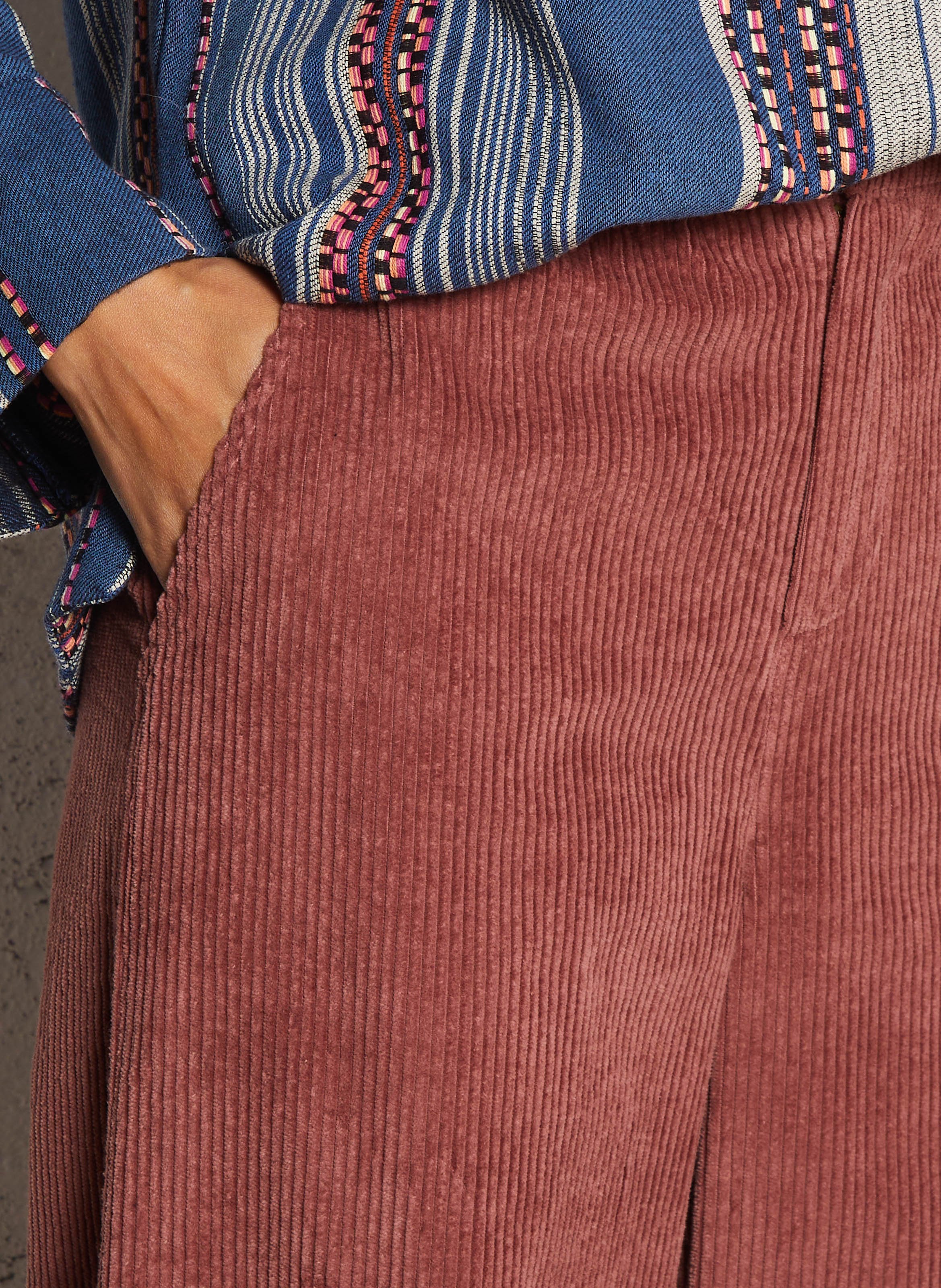 Wide-leg cotton-blend corduroy pants PETITE MENDIGOTE Pink