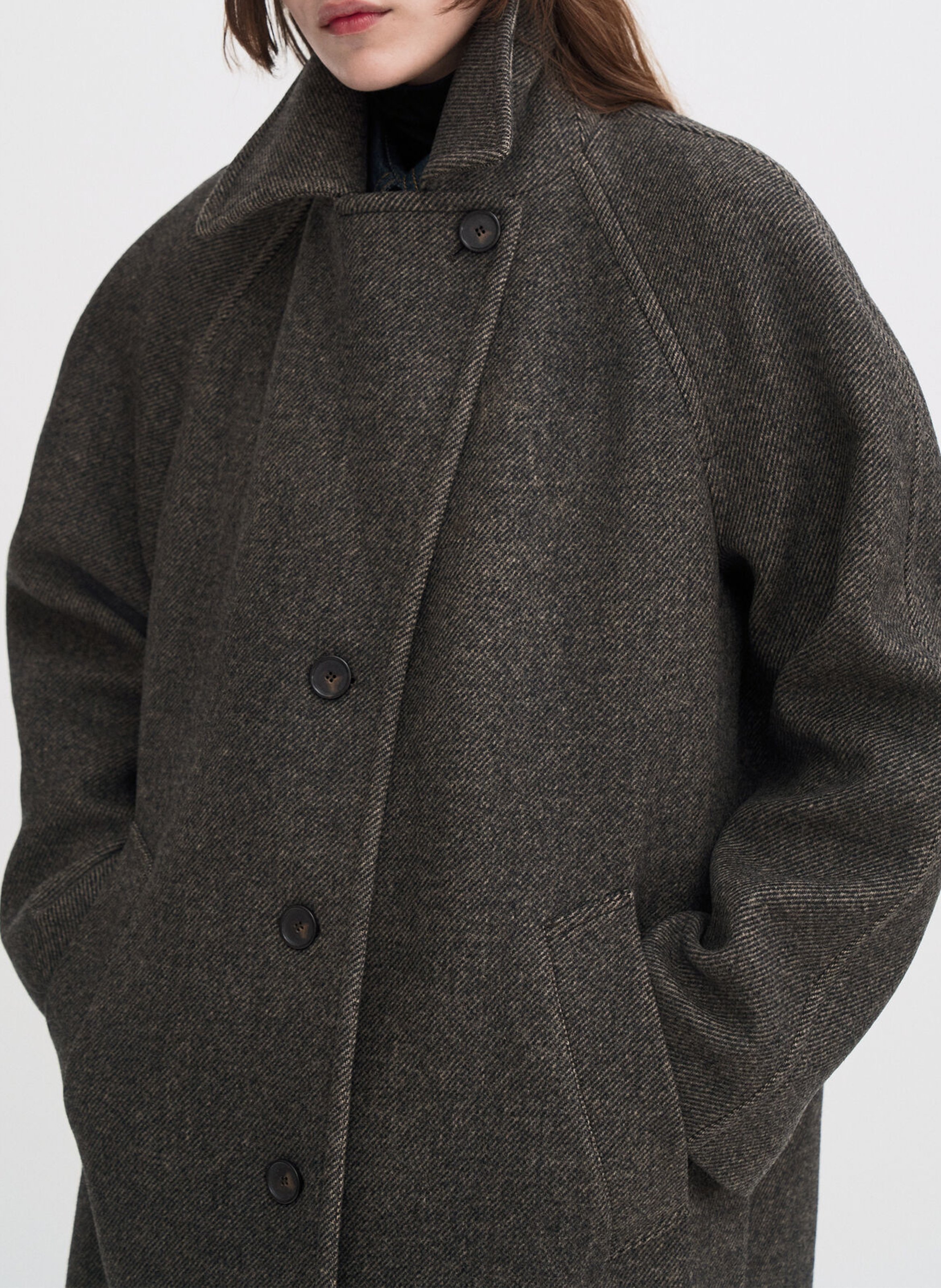 Gerader Mantel aus recycelter gemischter bedruckter Wolle FILIPPA K Braun