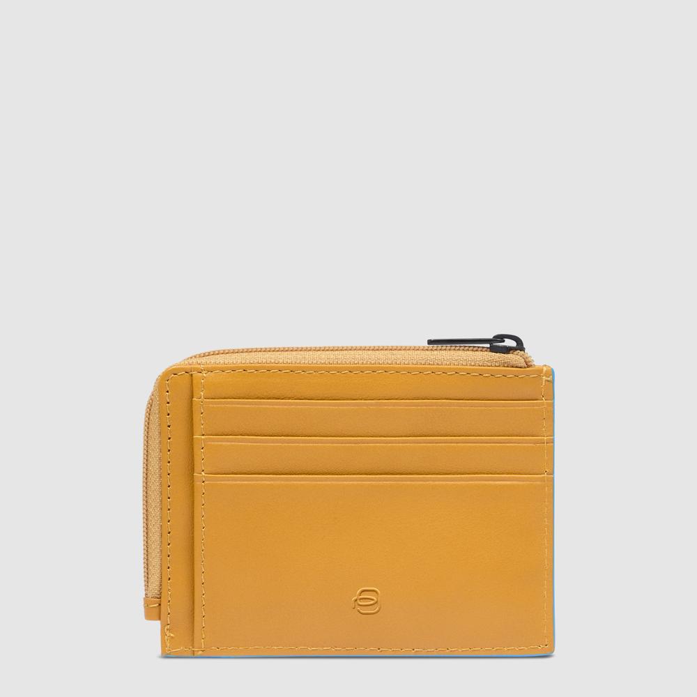 Zippered wallet with credit card slots, document holder, and RFID protection PIQUADRO Yellow