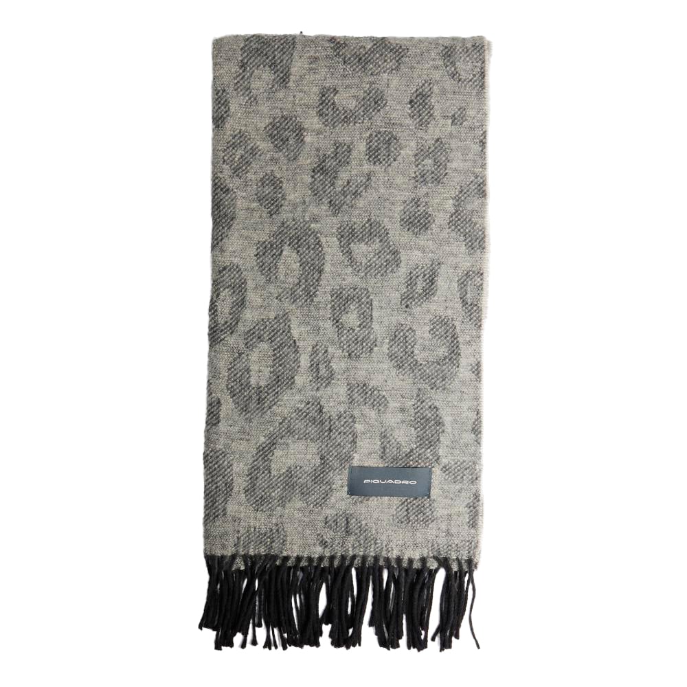 Women's animal print scarf with fringes PIQUADRO Grey