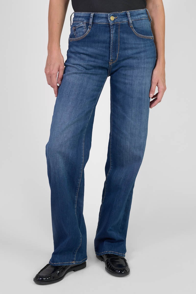 Pulp Wide Leg High Waist Straight Jeans, 34" Length LE TEMPS DES CERISES Blue