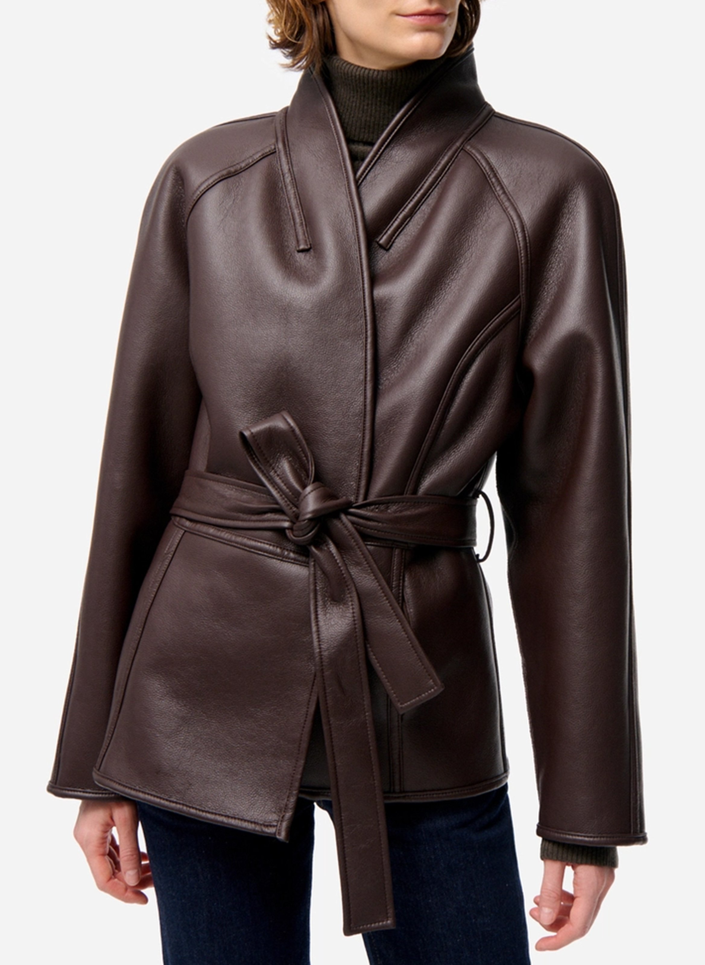 Faux leather V-neck jacket VANESSA BRUNO