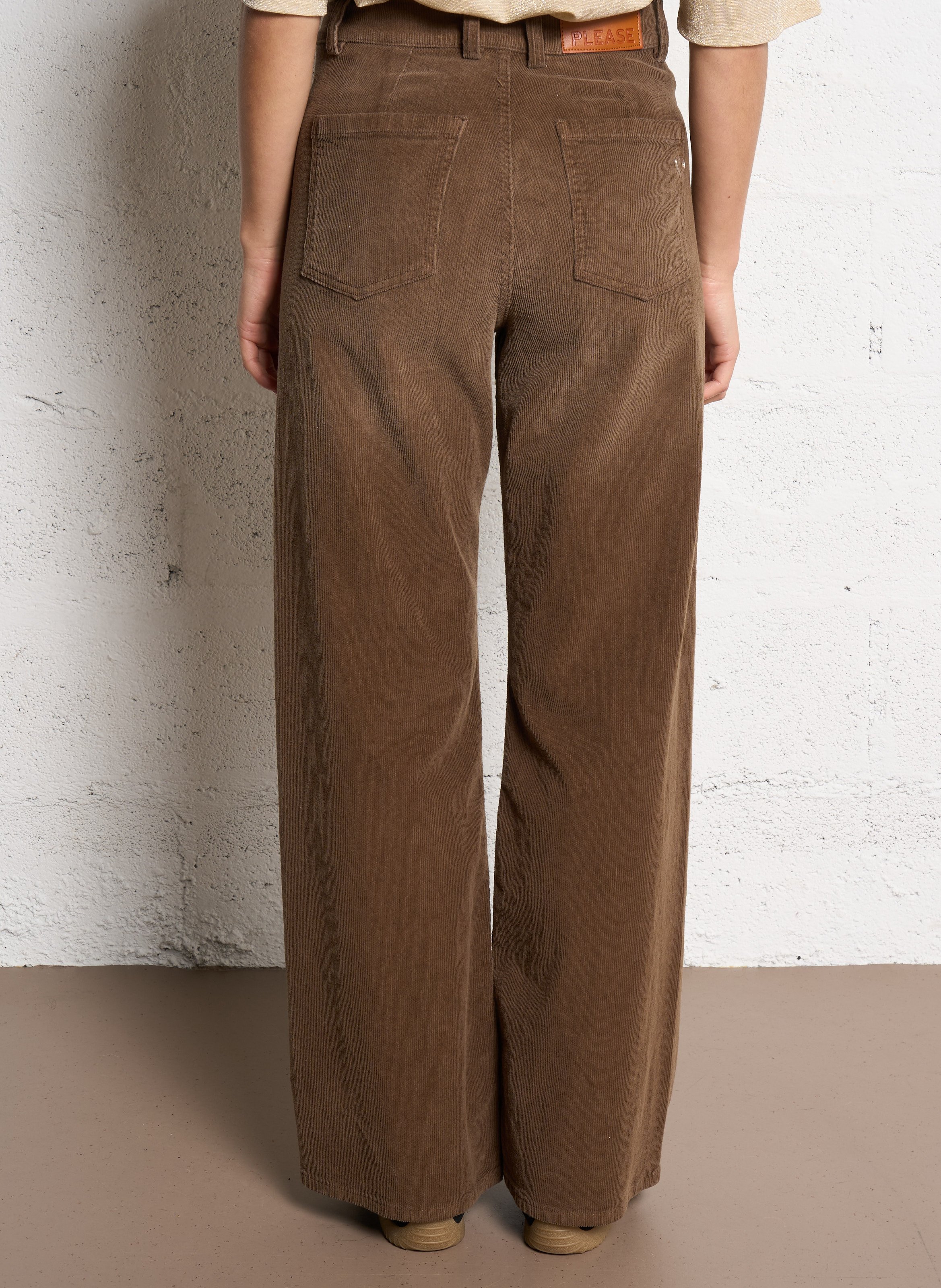 Pantalon large en coton mélangé PLEASE Rouge