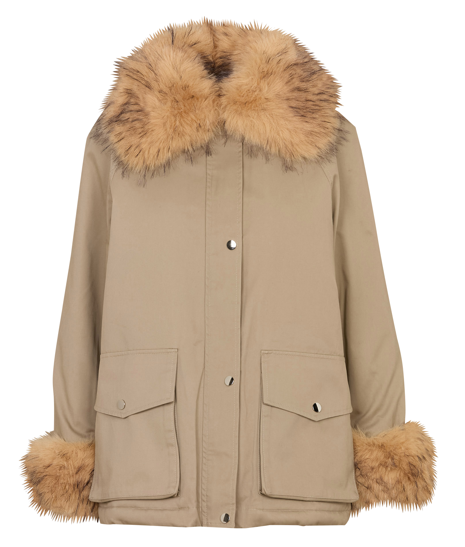 Parka col montant en fourrure synthétique BERENICE Kaki