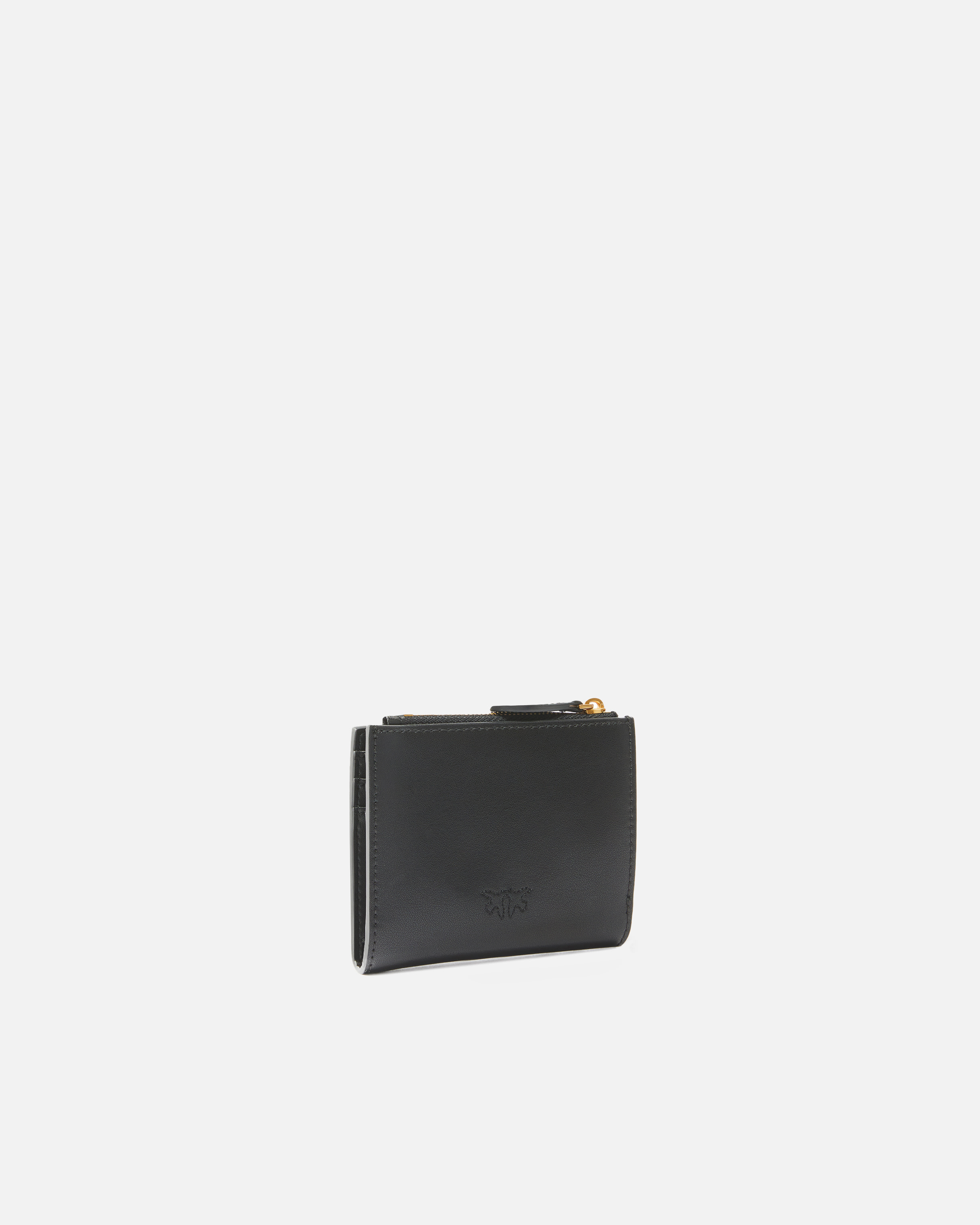 Small smooth leather wallet with logo | Black PINKO Women