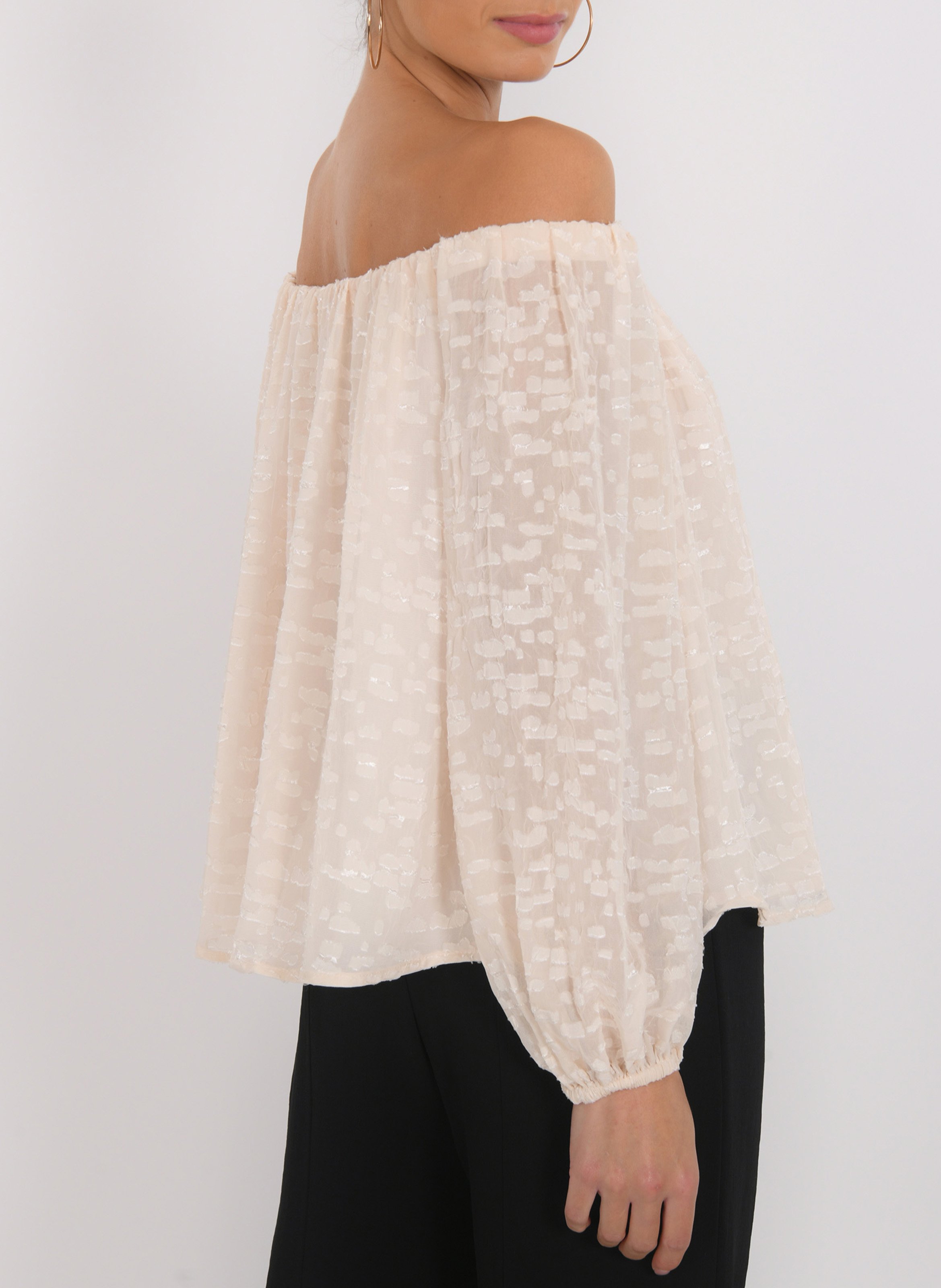 Blouse met bardot-hals en textuurpatroon KOOKAI Wit