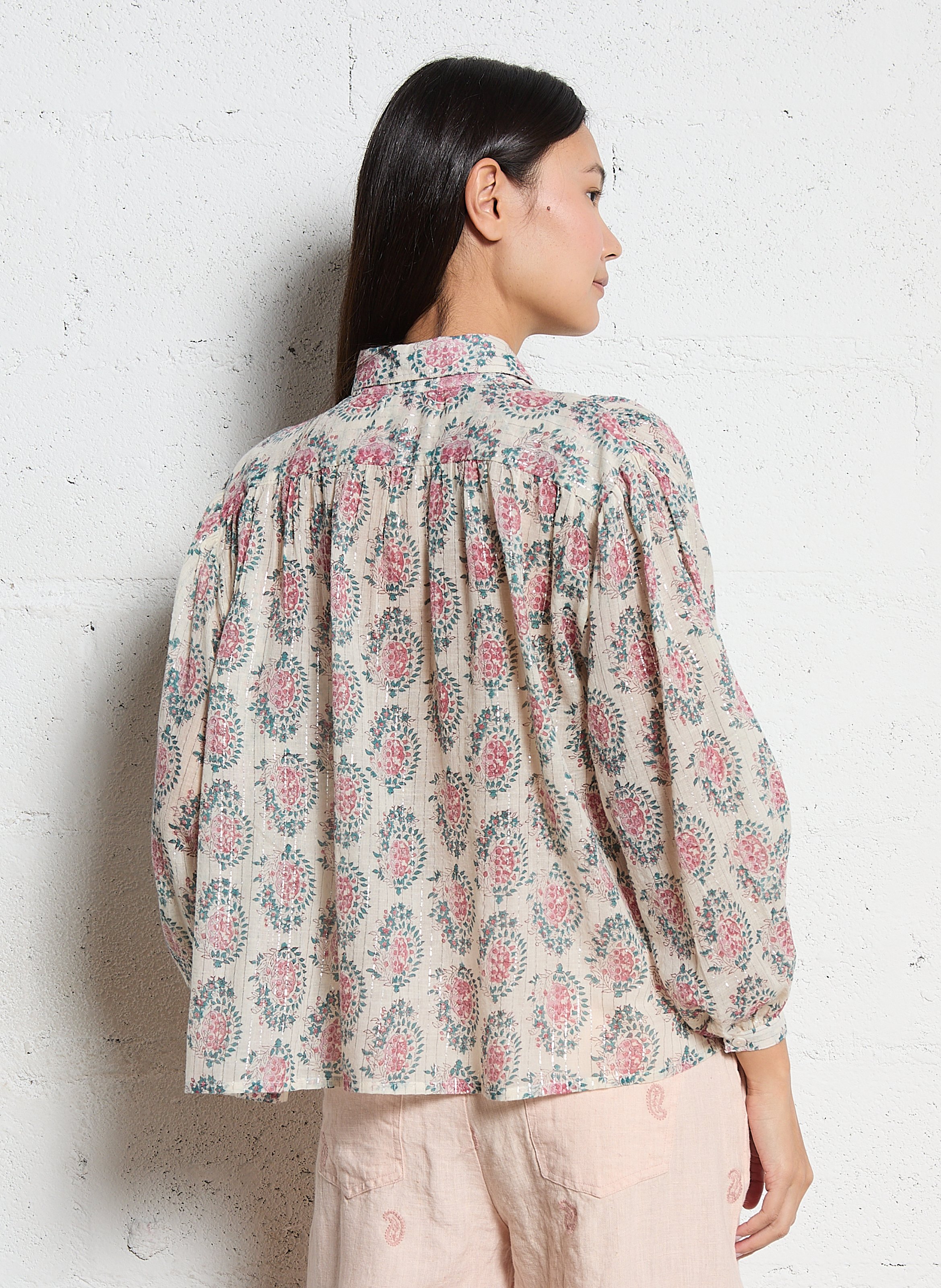 Chemise oversize col classique en coton mélangé MAISON HOTEL Rose