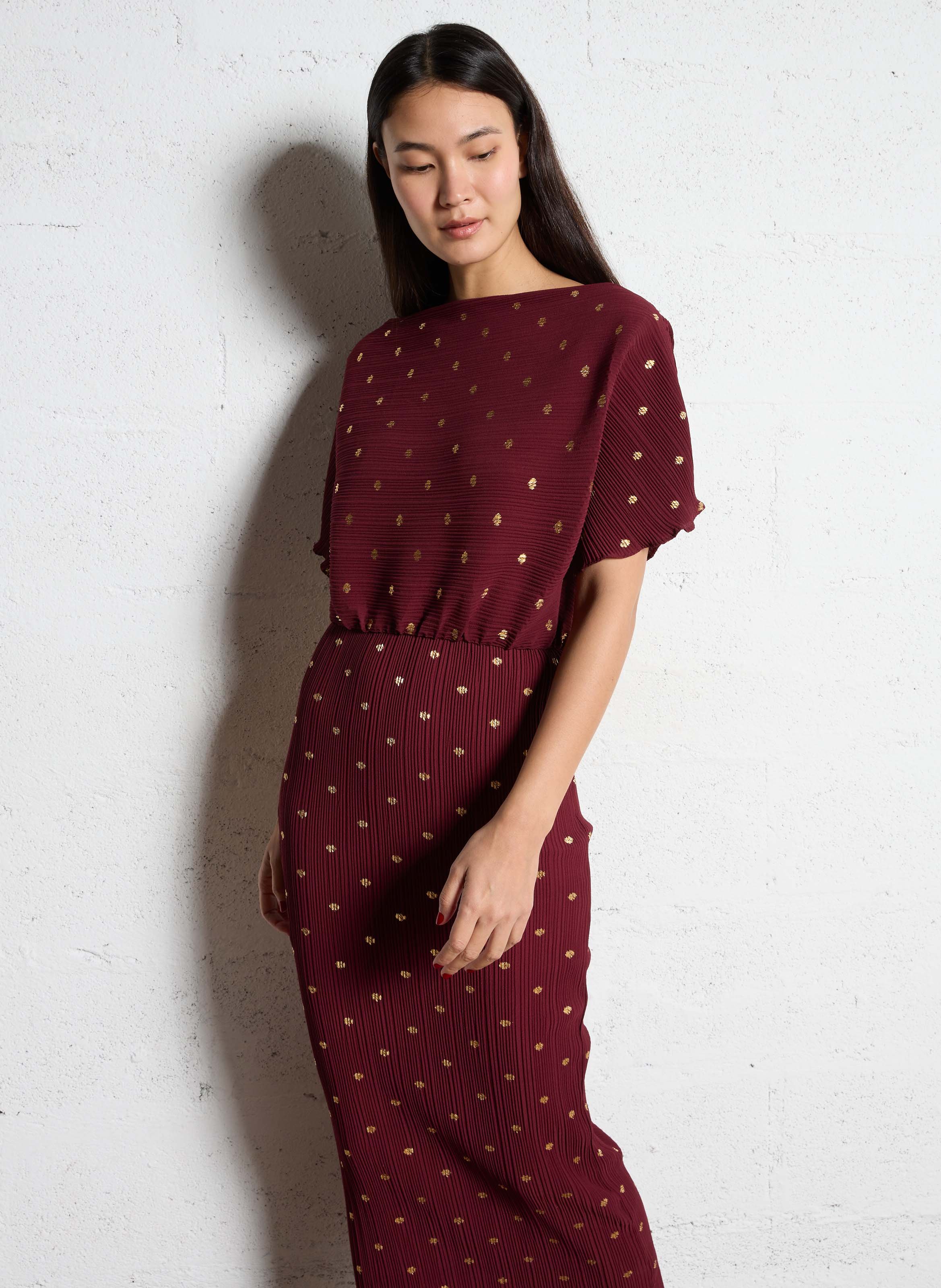 Robe longue col bateau  NEVER FULLY DRESSED Rouge