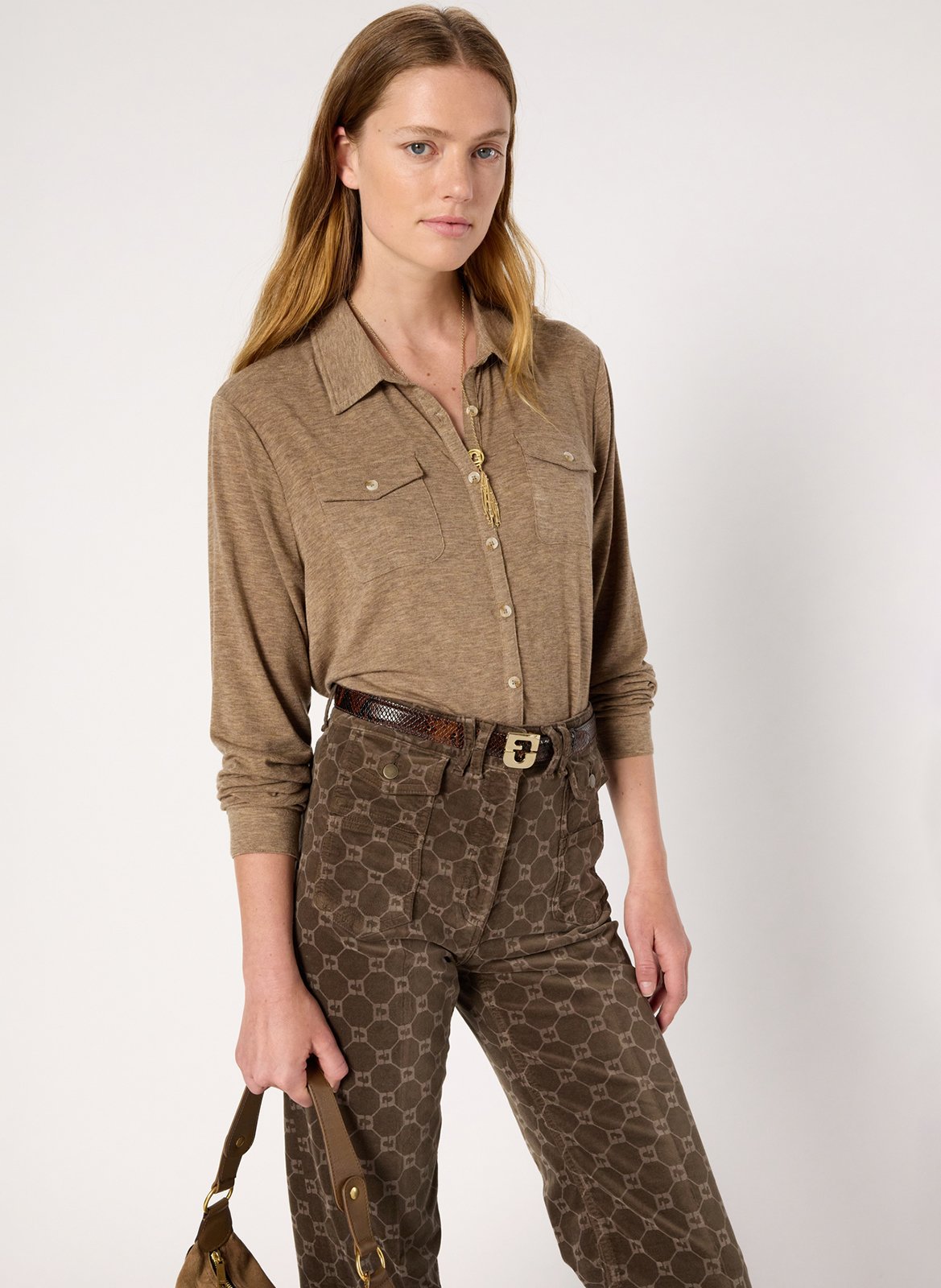 Chemise droite en jersey GERARD DAREL Marron