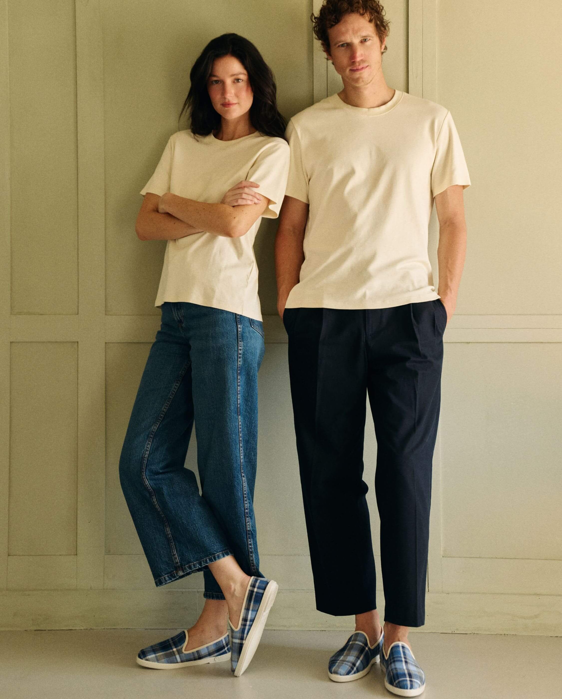 Women's organic cotton slipper, blue tartan ANGARDE Blue