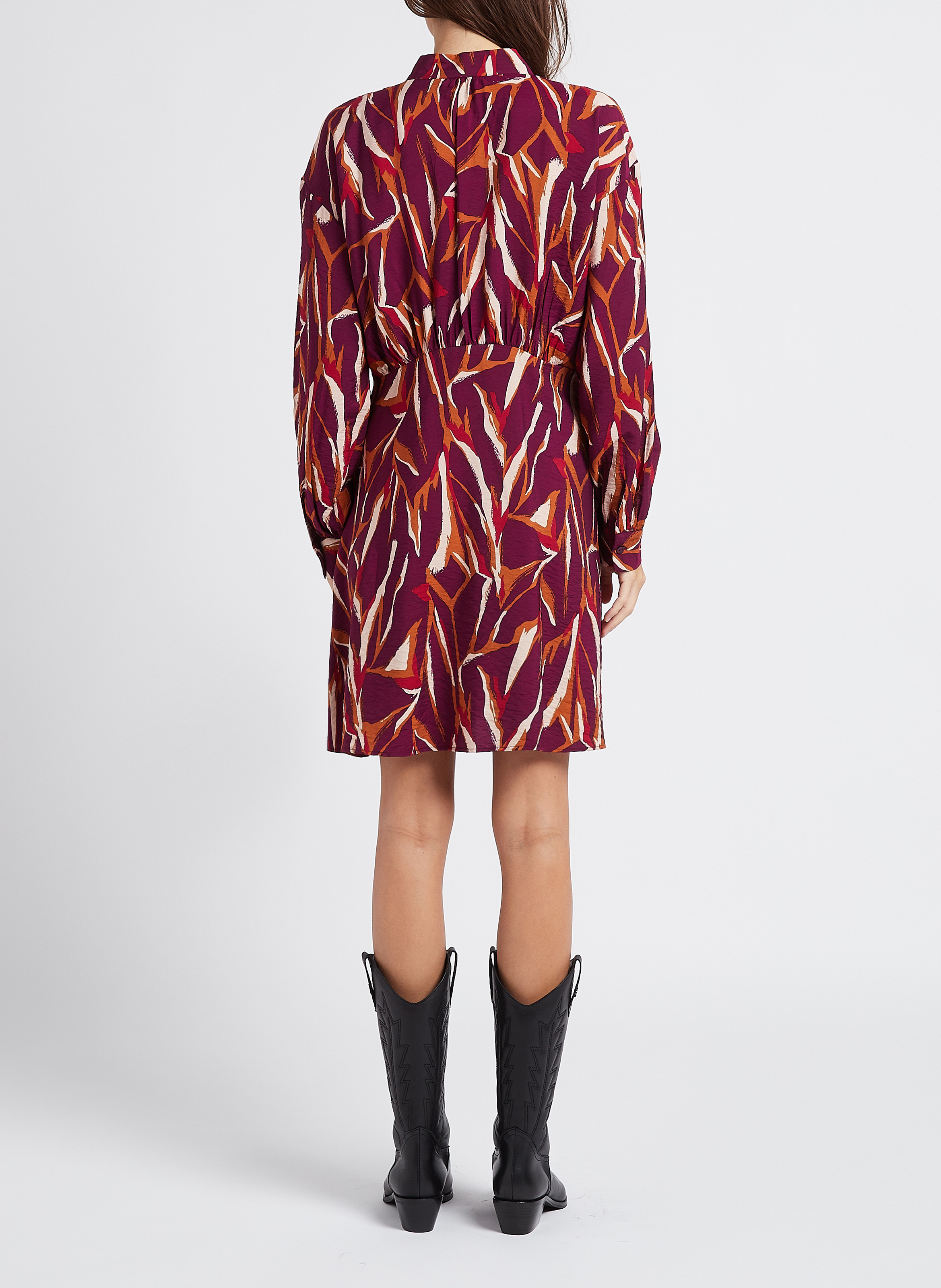 Kurzes, ausgestelltes Hemdblusenkleid mit Print VILA Violett