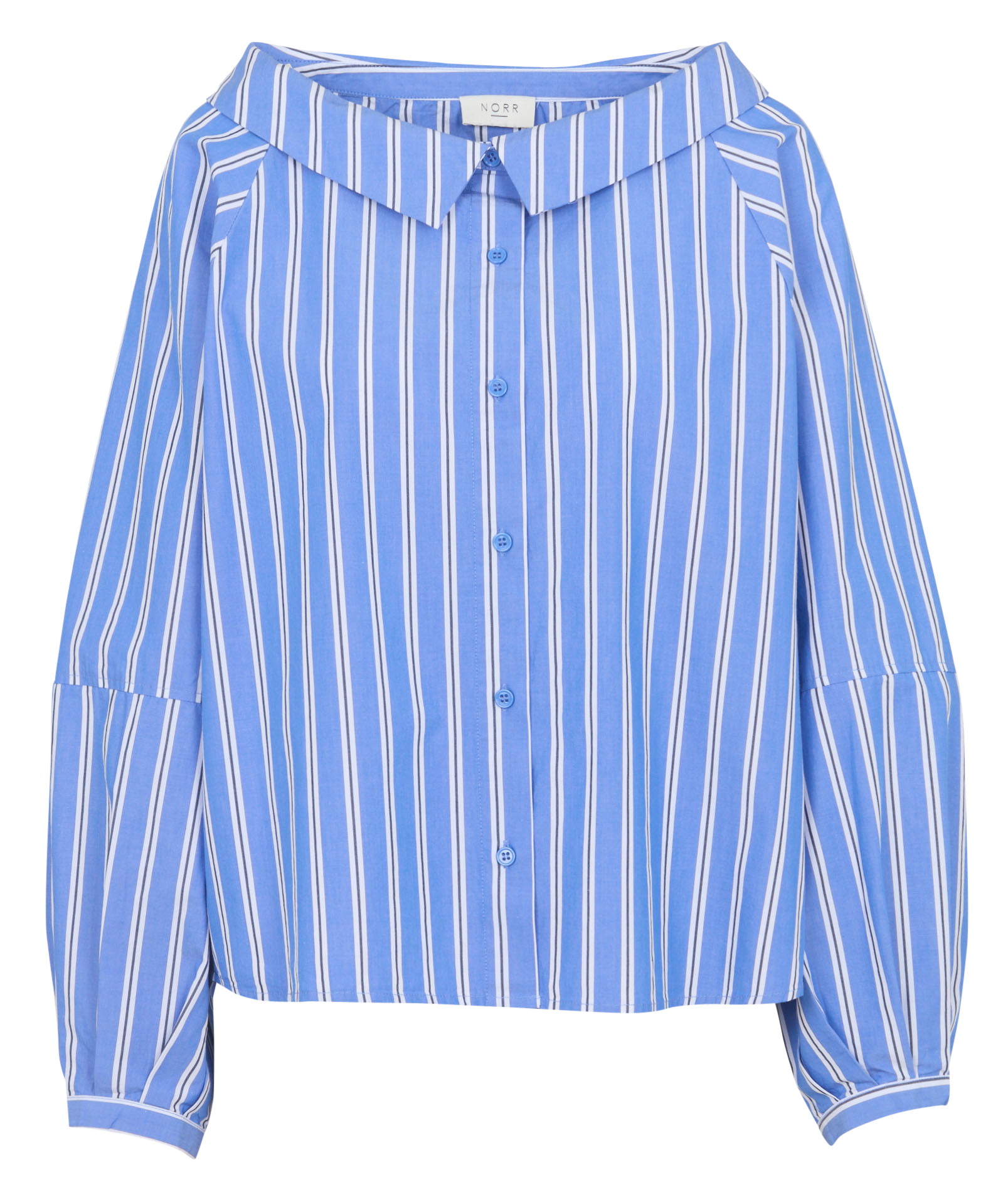 Chemise droite à col revers rayée NORR Bleu