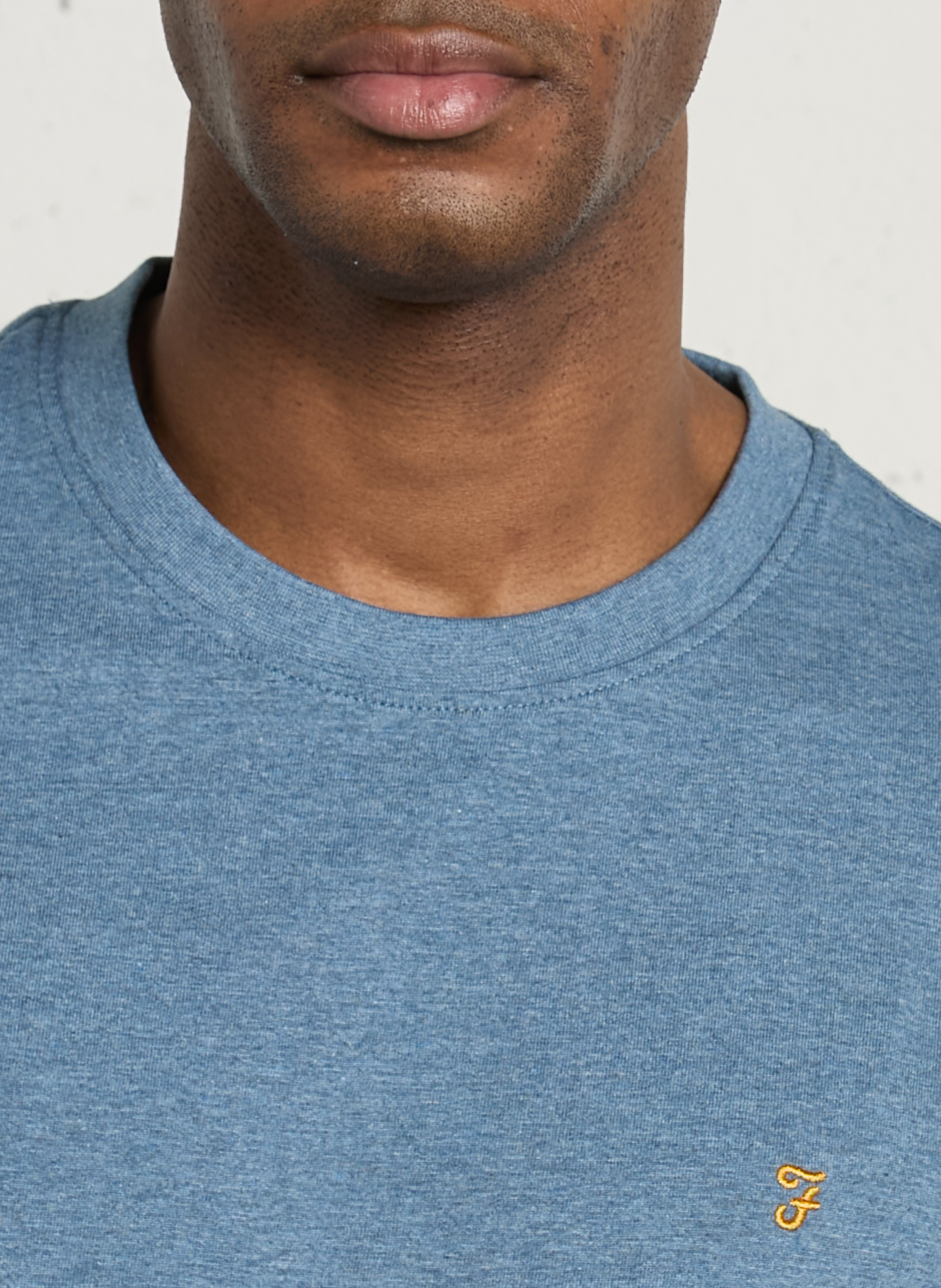 Tee-shirt col rond en coton bio FARAH Bleu