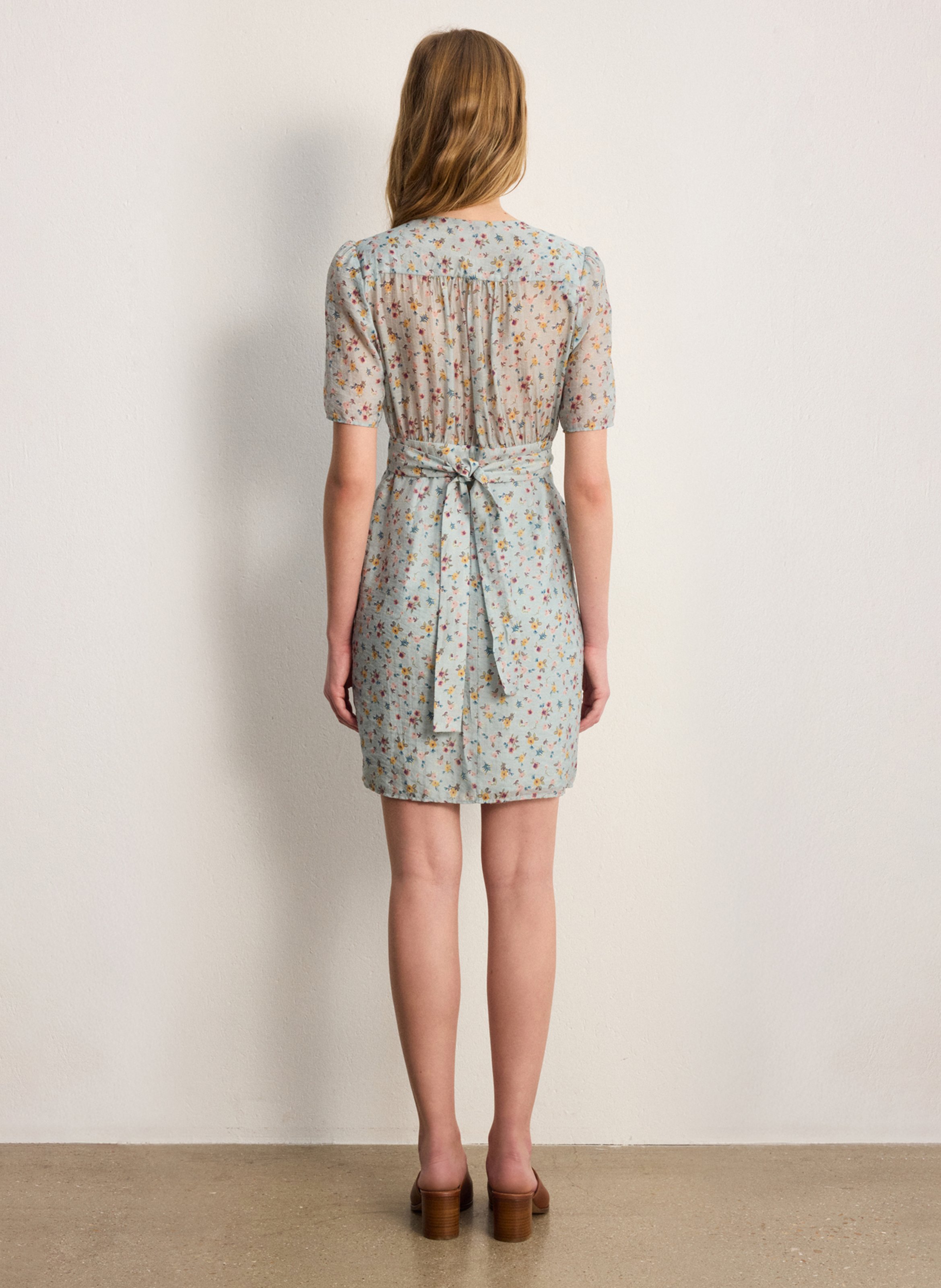 Korte jurk met V-hals en print PABLO Blauw