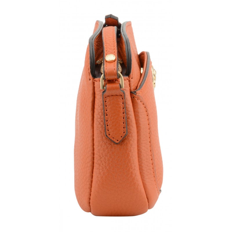Crossbody bag in cowhide leather Orange