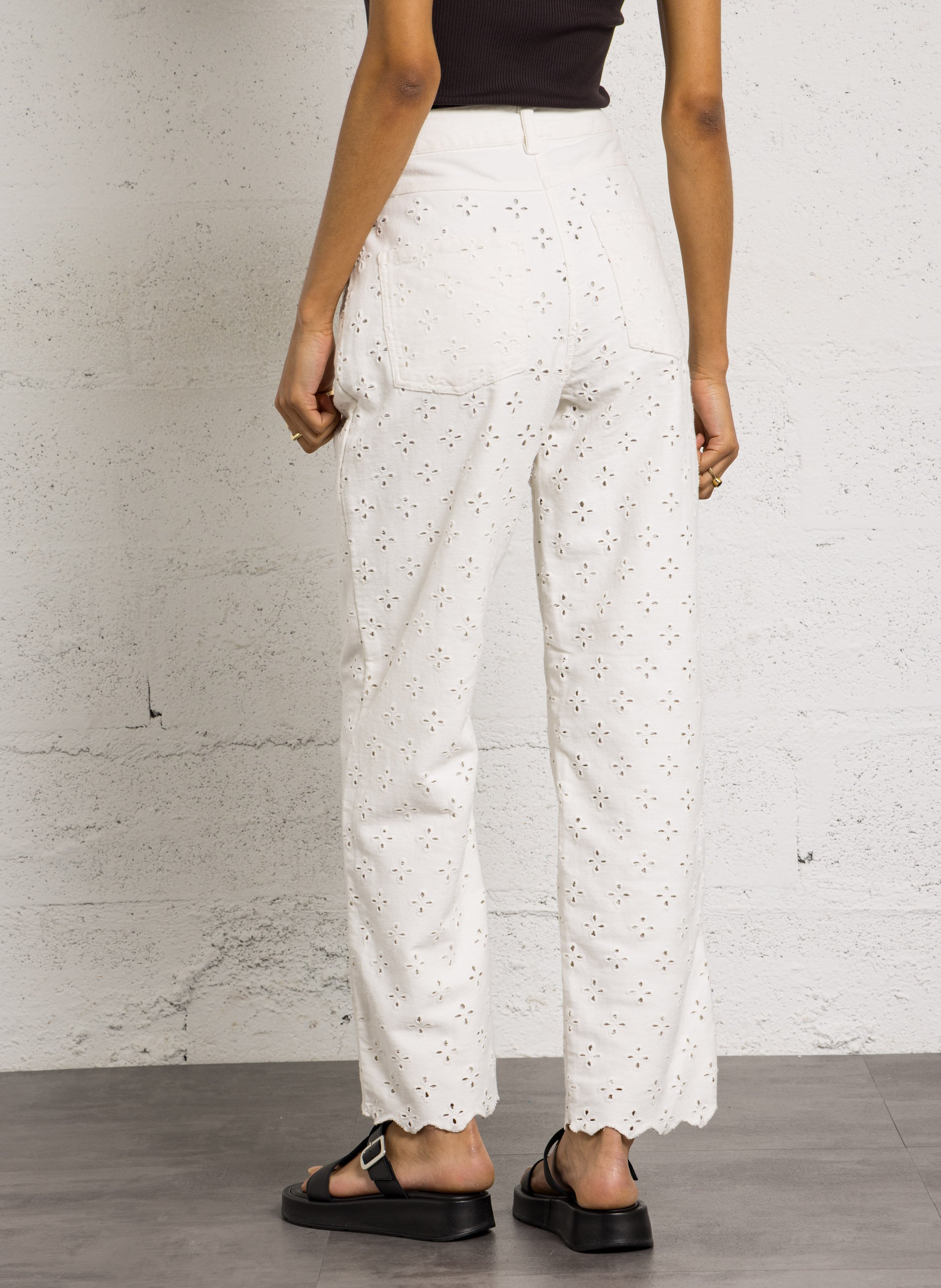 Rechte katoenen broek THE NEW SOCIETY Wit