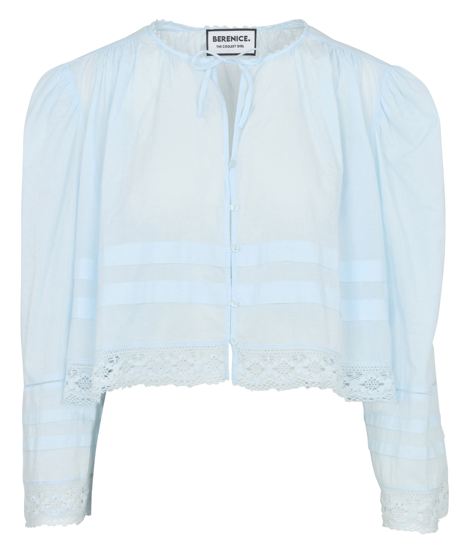 Blusa de algodón con cuello de pico BERENICE Azul