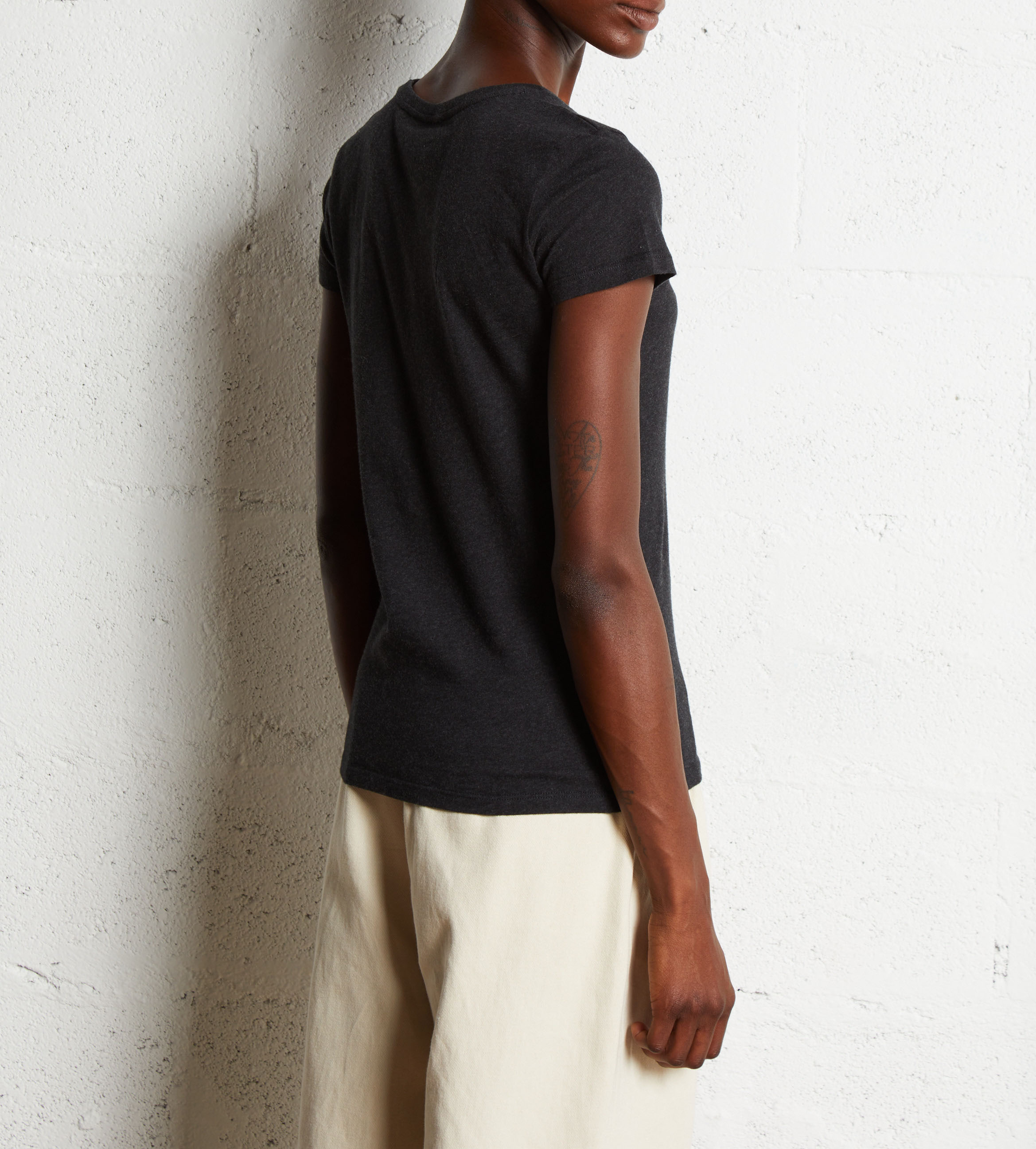 Rundhals-T-Shirt aus Baumwolle MAJESTIC FILATURES Schwarz