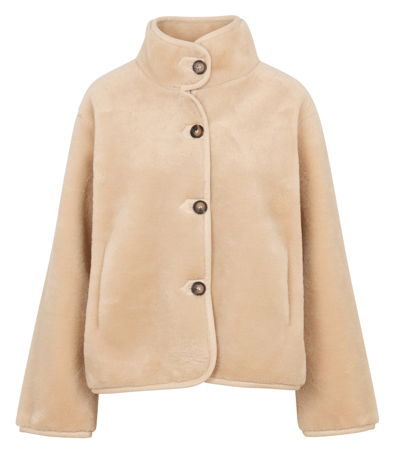Manteau col montant en fausse fourrure SUNCOO Beige