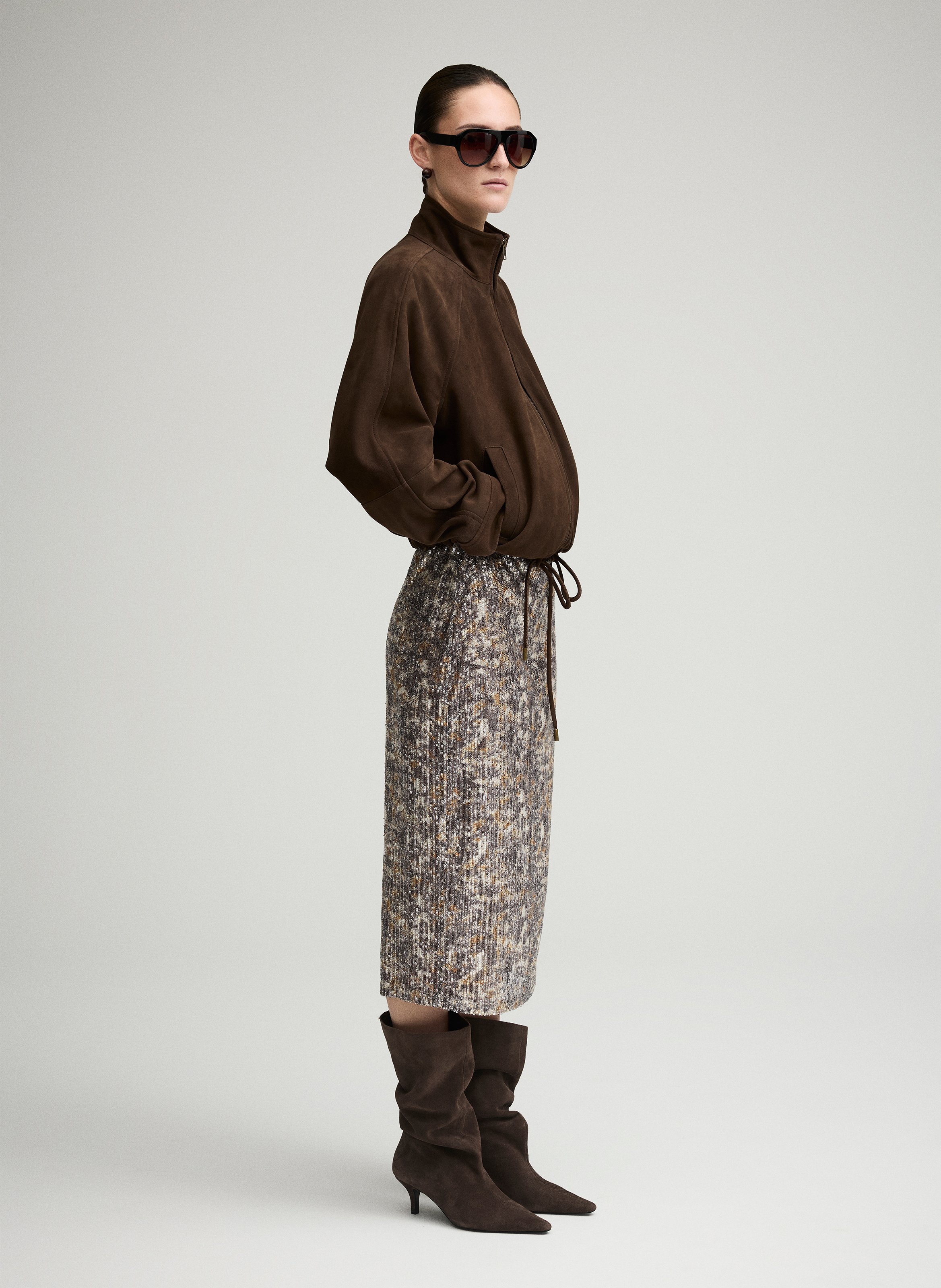 Veste oversize en cuir ROUGE EDIT Marron