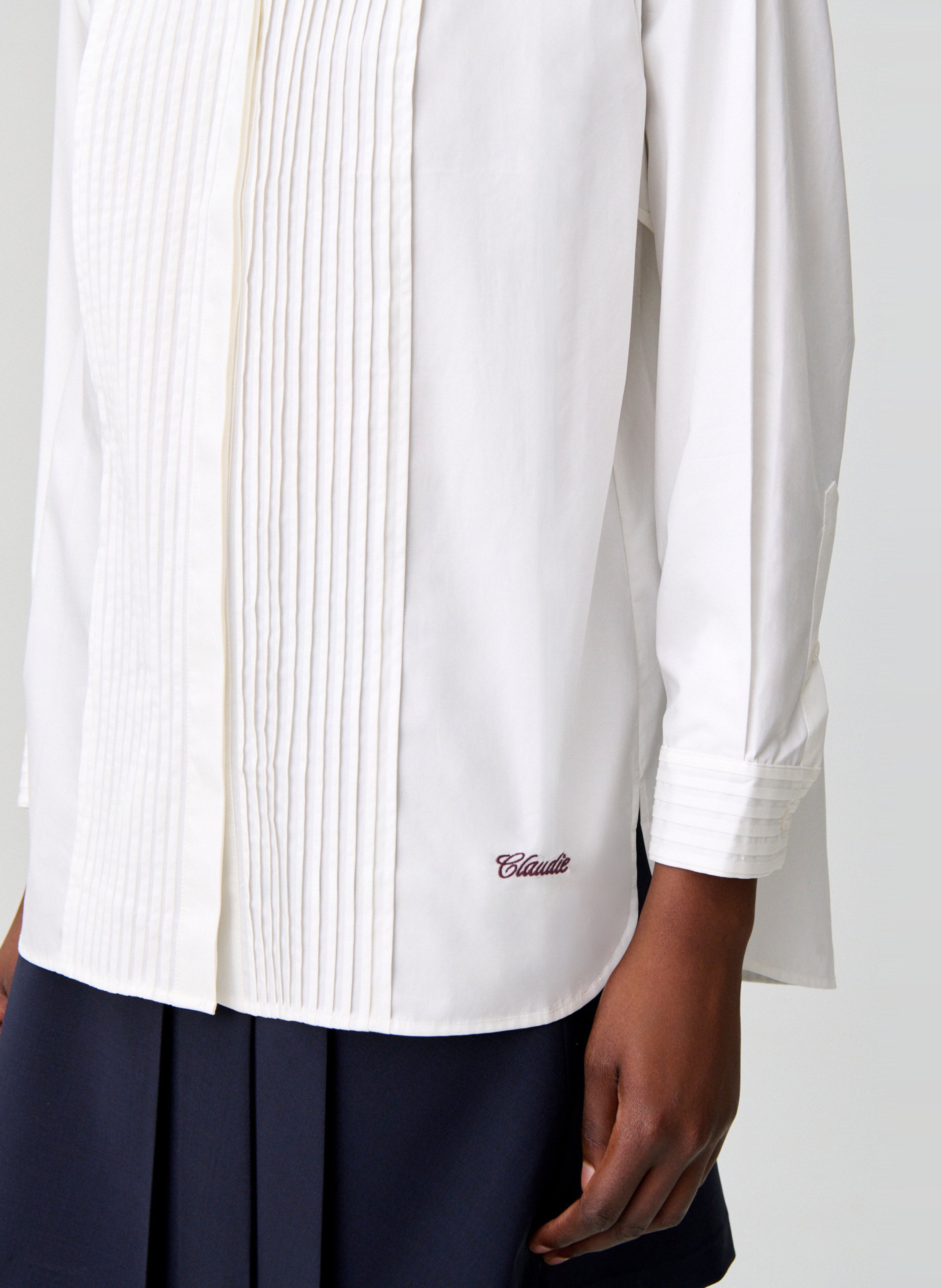 Chemise ample plissée unie CLAUDIE PIERLOT Beige