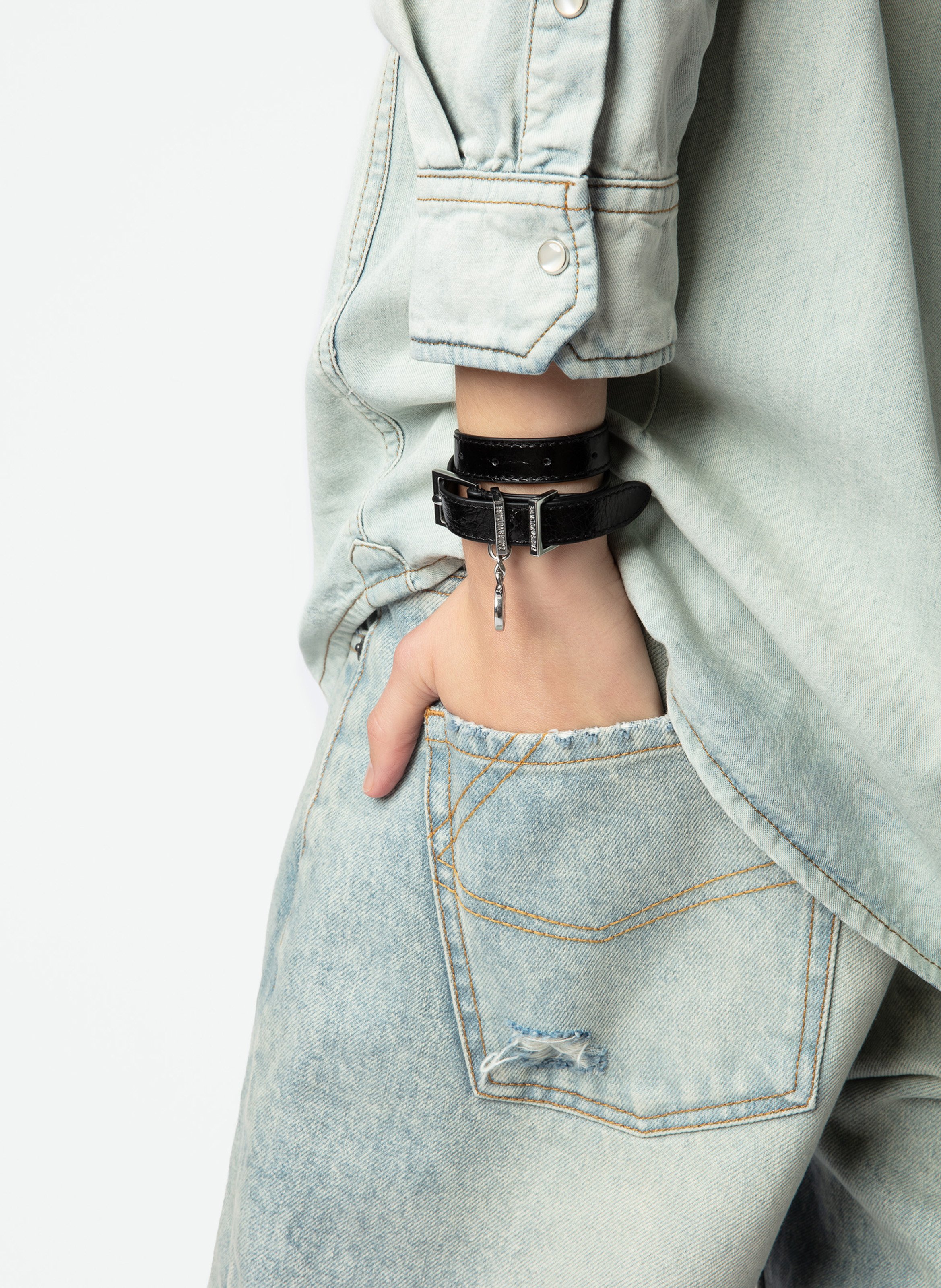 Armband aus Leder ZADIG&VOLTAIRE Schwarz