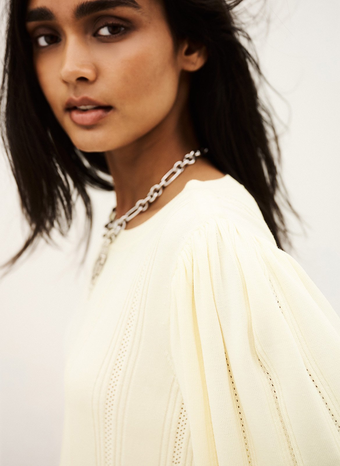 Korte jurk met 3/4-mouwen van gebreide stof BA&SH Beige