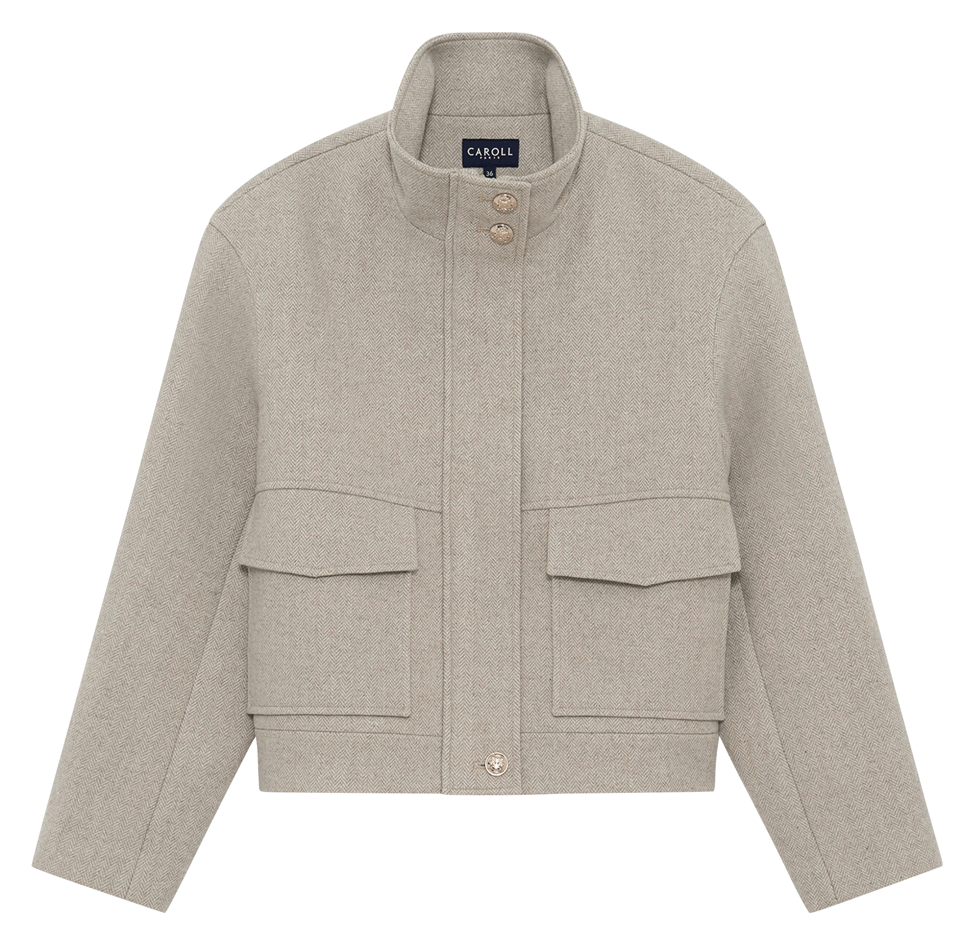 Straight high-neck coat CAROLL Brown