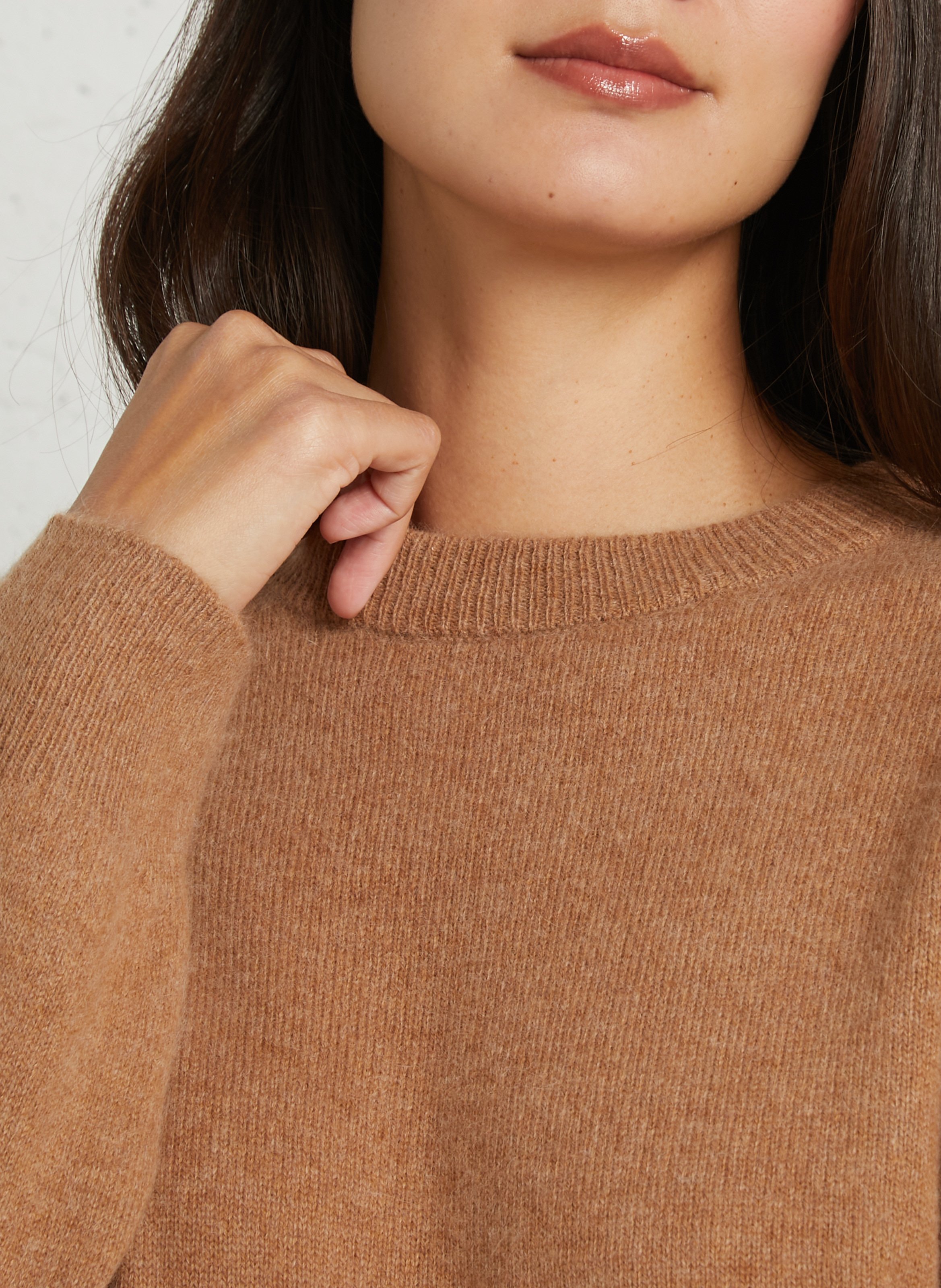 Straight-fit trui van wolmix met ronde hals MAJESTIC FILATURES Beige
