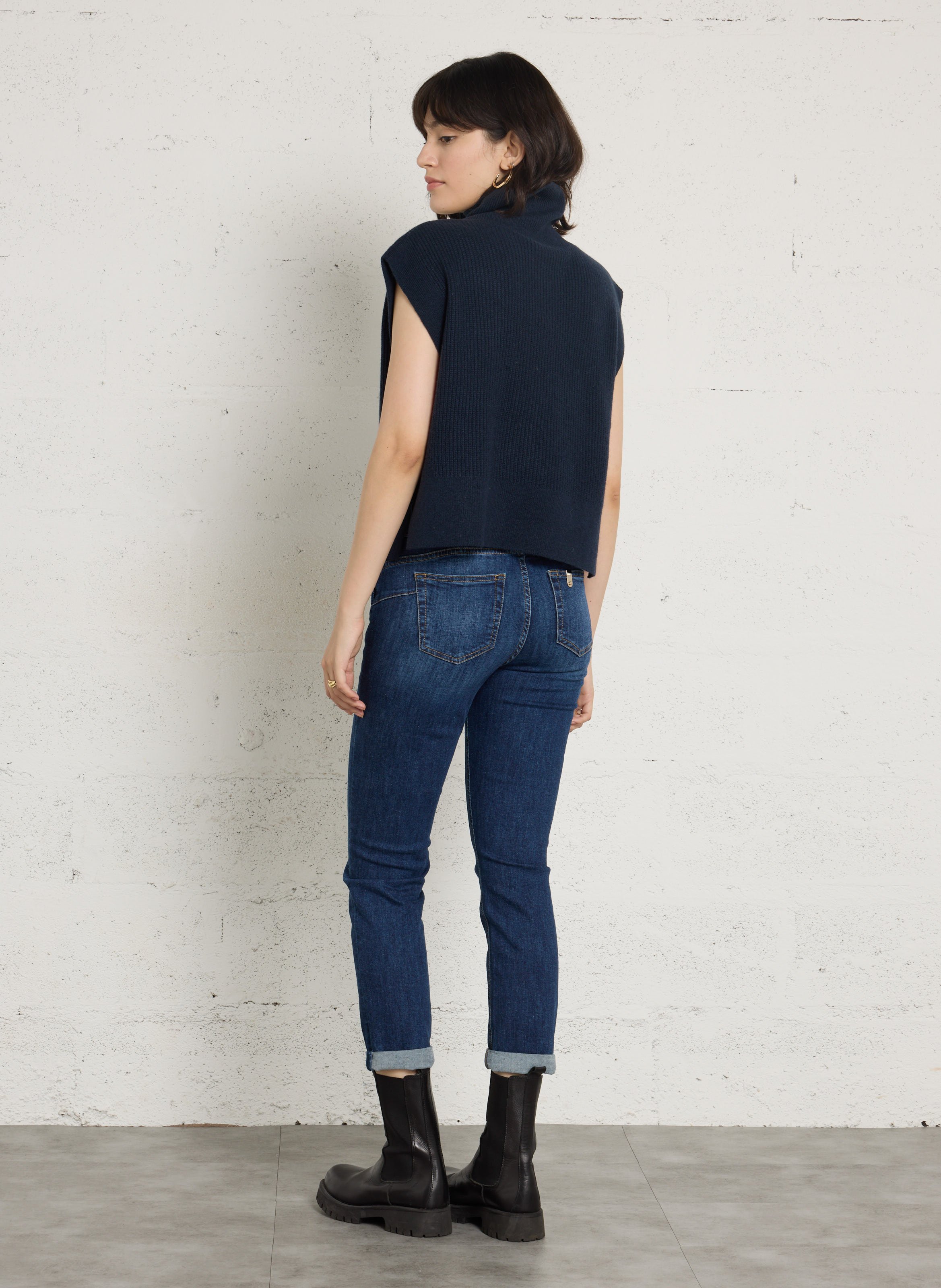 Gilet sans manches col montant en laine LIU JO Bleu