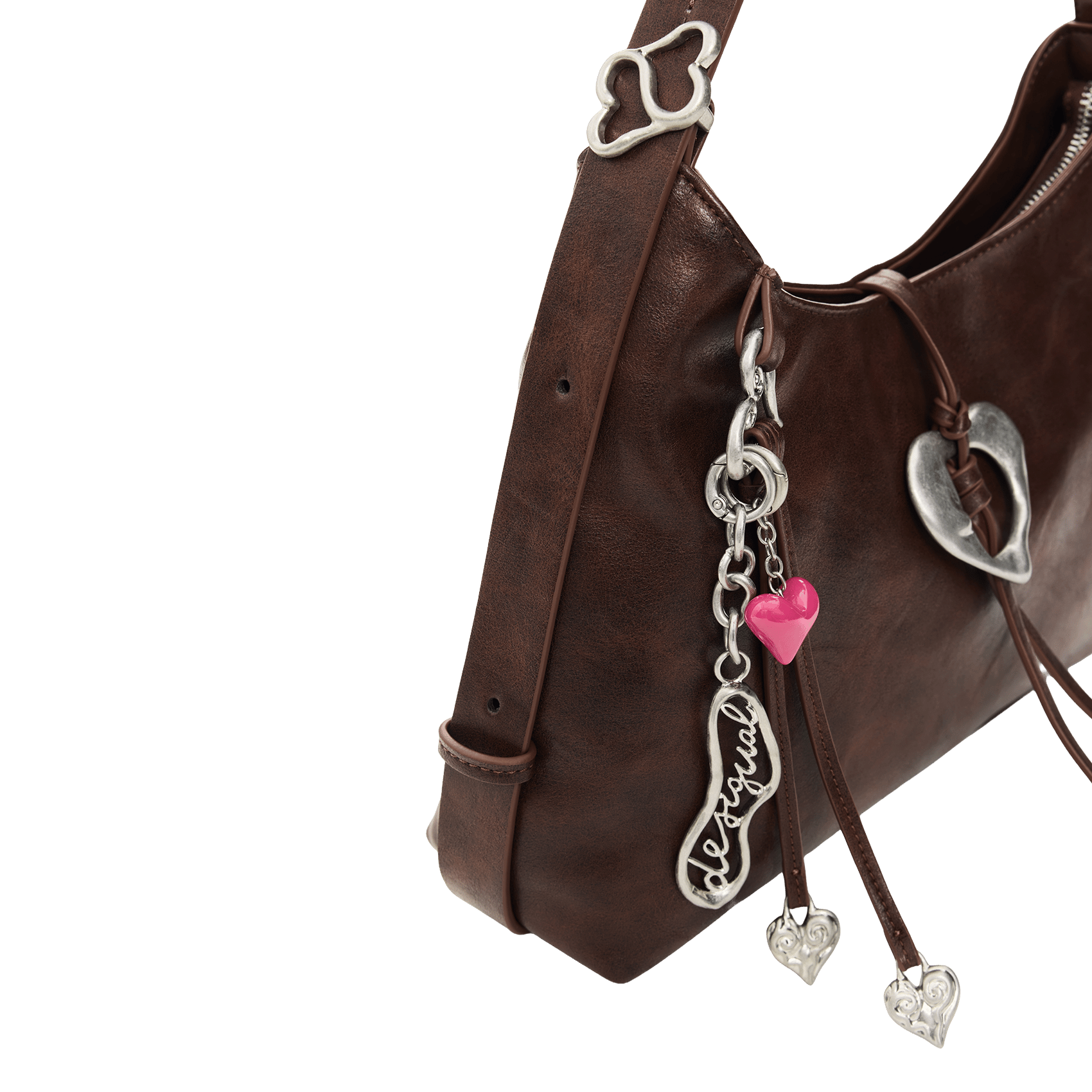 Mittelgroße Tasche mit Reißverschluss in Lederoptik DESIGUAL Braun