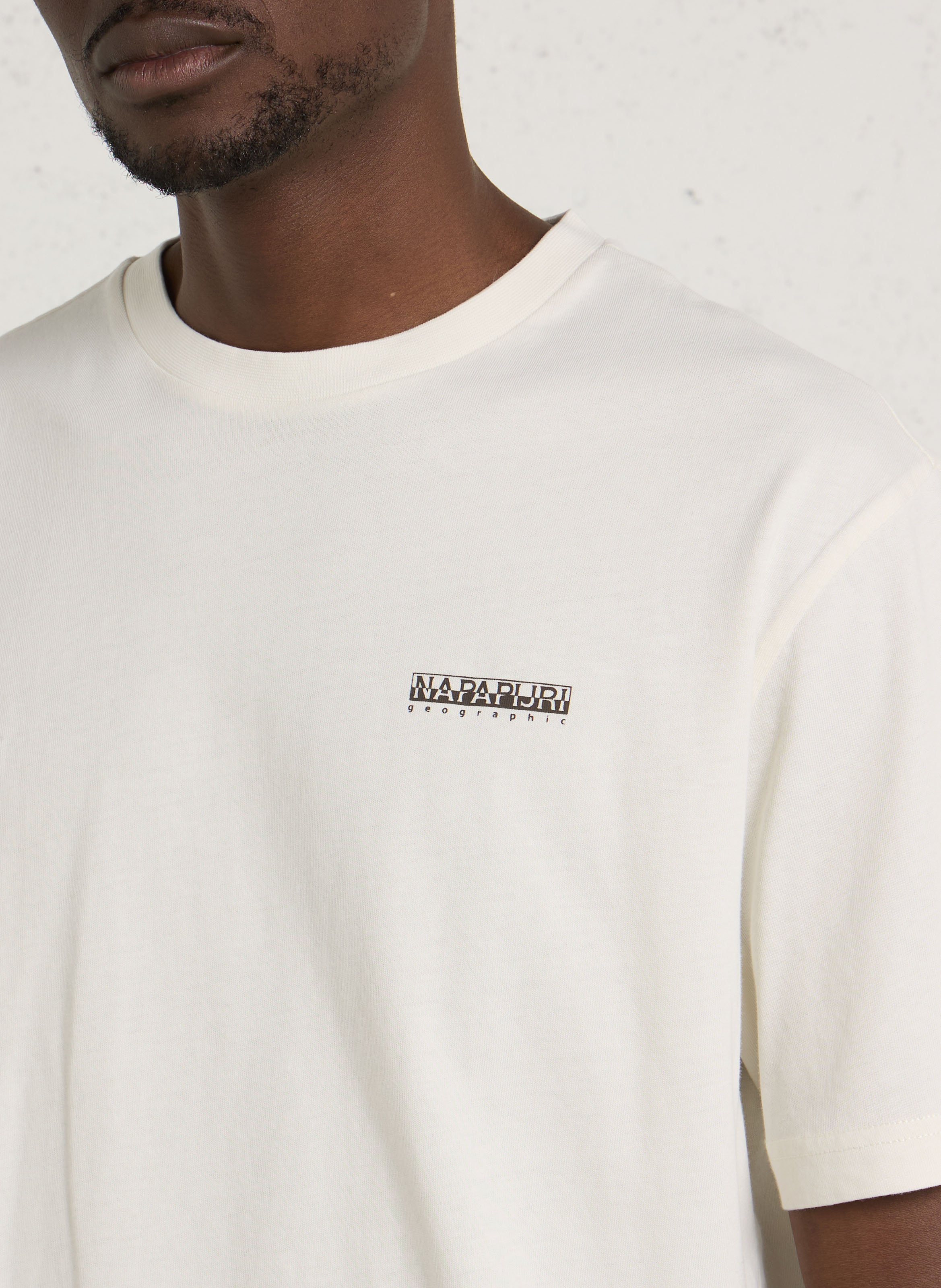 Gerade geschnittenes Rundhals-T-Shirt aus Baumwolle mit Siebdruck NAPAPIJRI Weiss