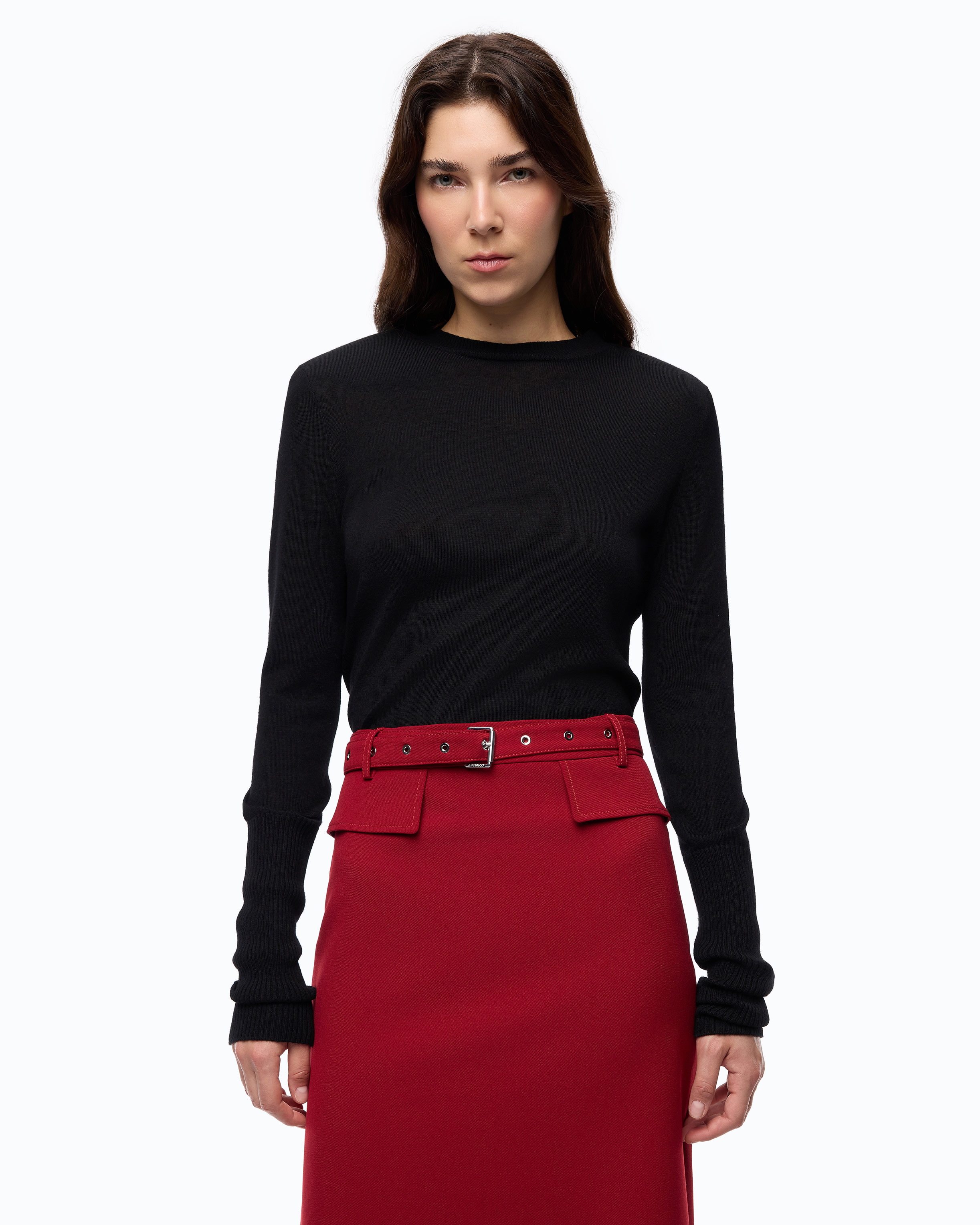 Pull en laine mérinos à épaulettes amovibles PINKO Noir