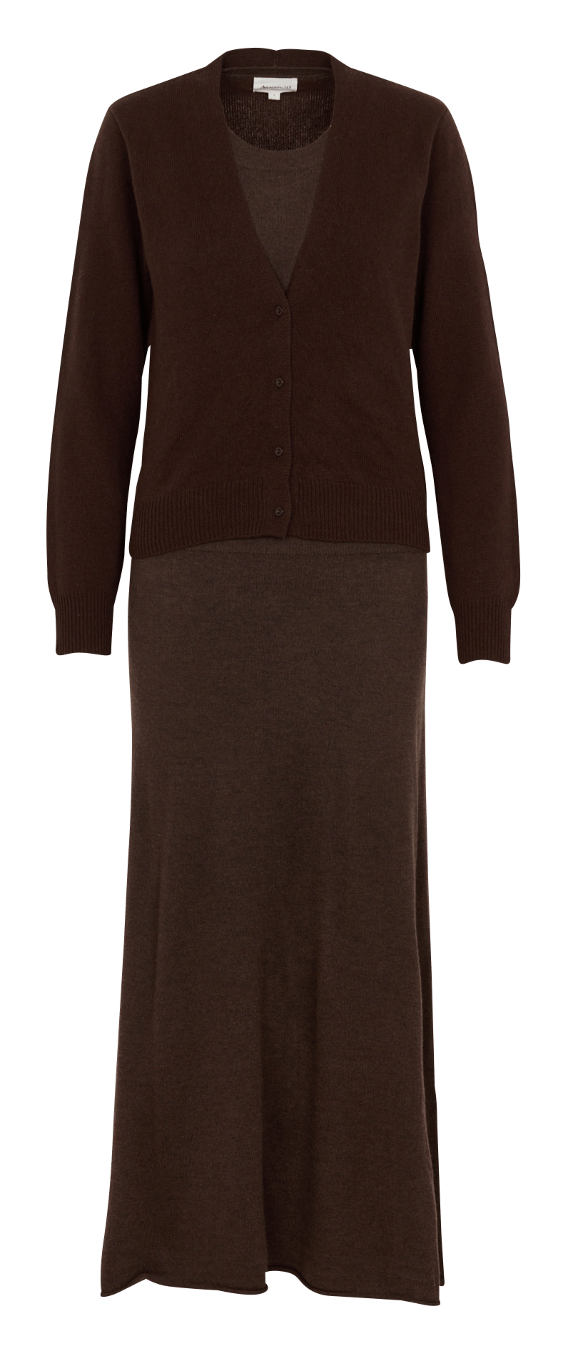 Robe longue manches longues en maille MAISON 123 Marron