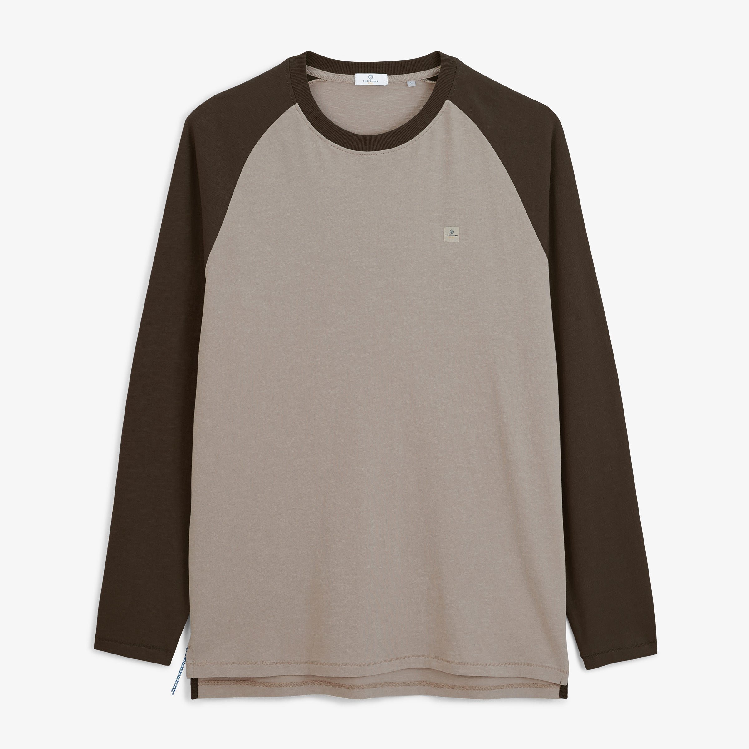 Raglan-sleeve cotton long-sleeved T-shirt SERGE BLANCO Brown