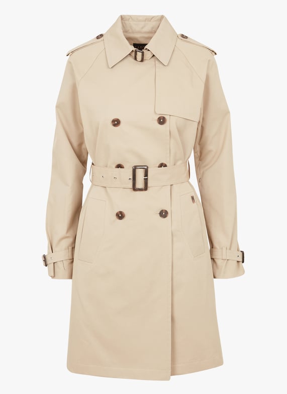 Cotton blend Mid length Trench With Tailored Collar Beige Caroll Women 1311001 1001 BEIGE Place des Tendances