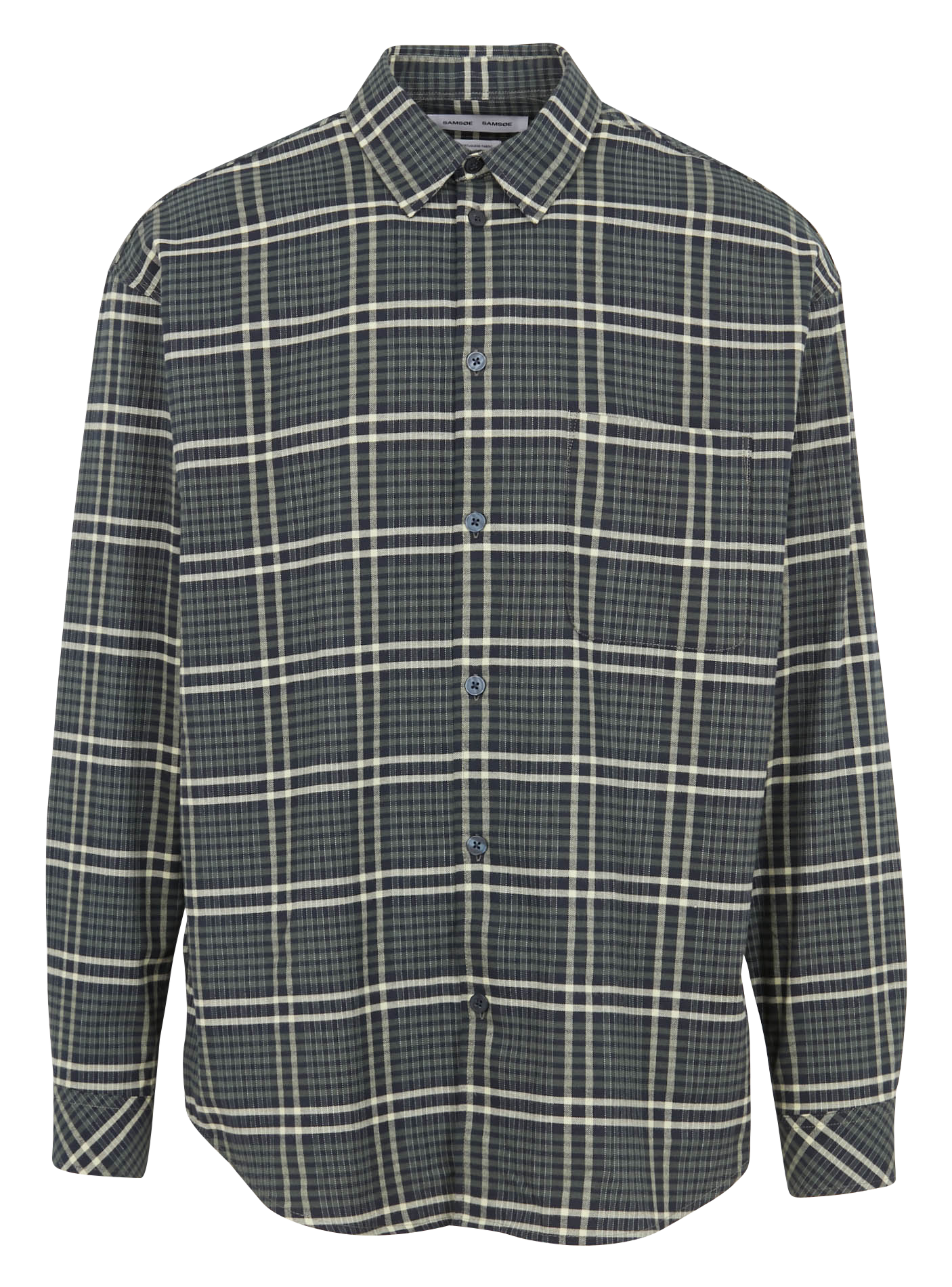 Checked cotton shirt with classic collar SAMSOE SAMSOE Grey