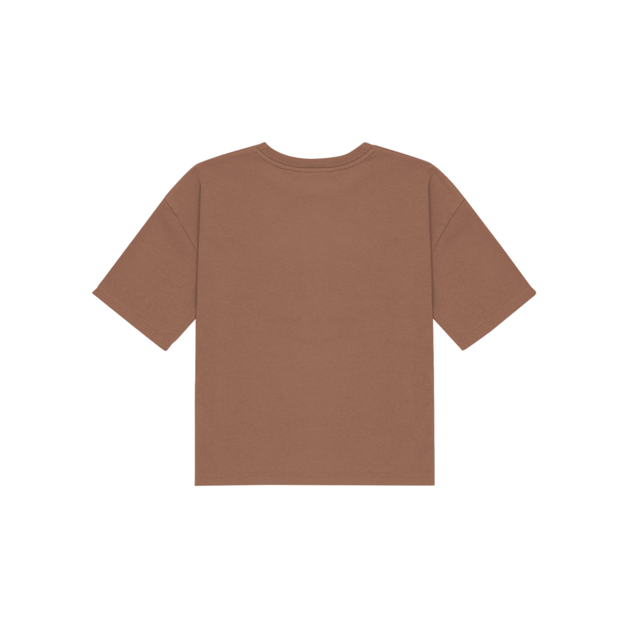 Tee-shirt droit col rond en coton sérigraphié THE NEW SOCIETY Marron