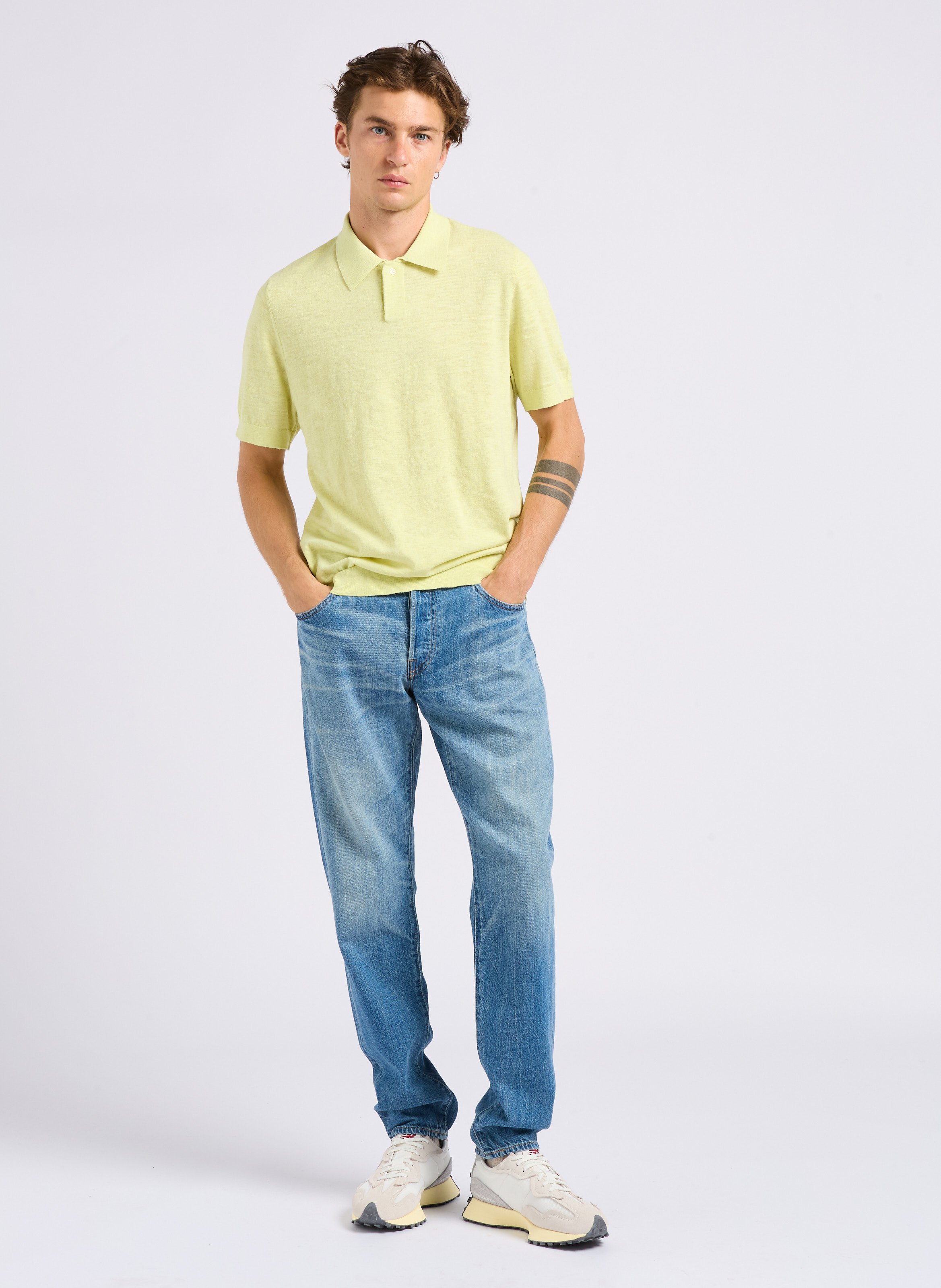 Straight-leg faded cotton jeans EDWIN Blue