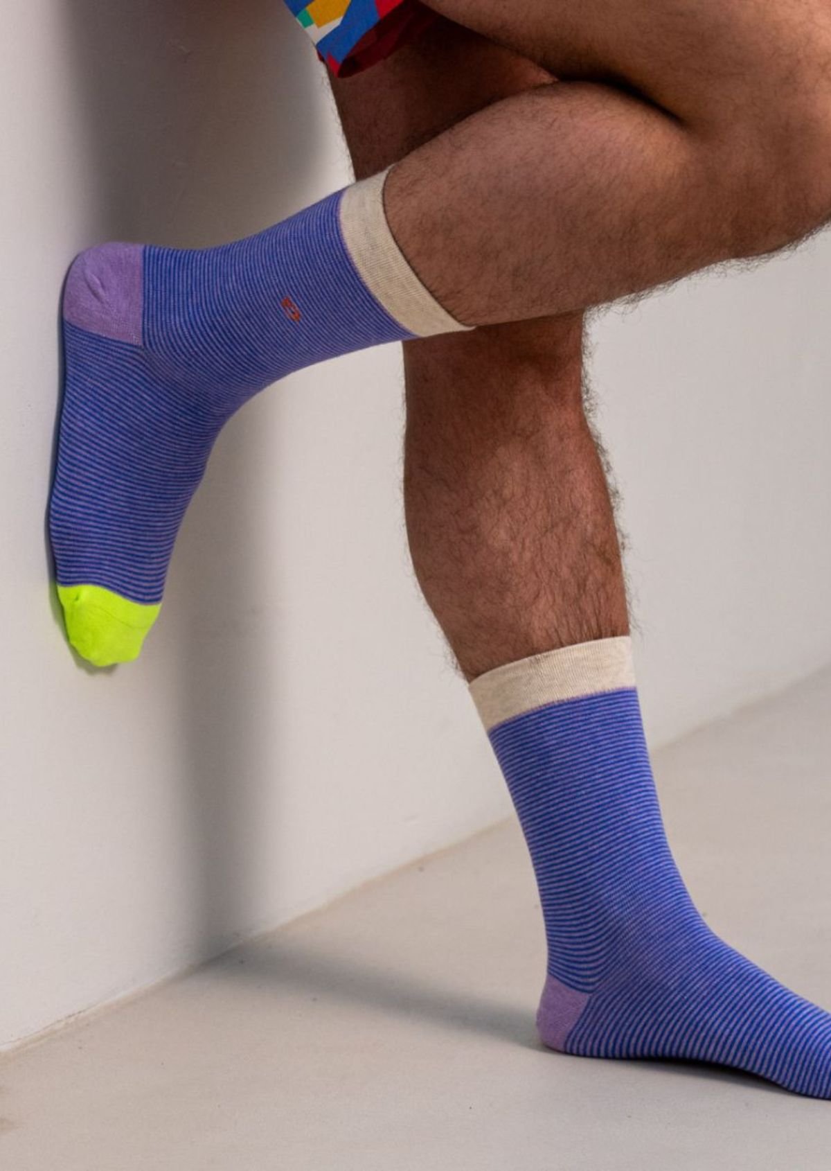 Striped combed cotton socks BILLYBELT Purple