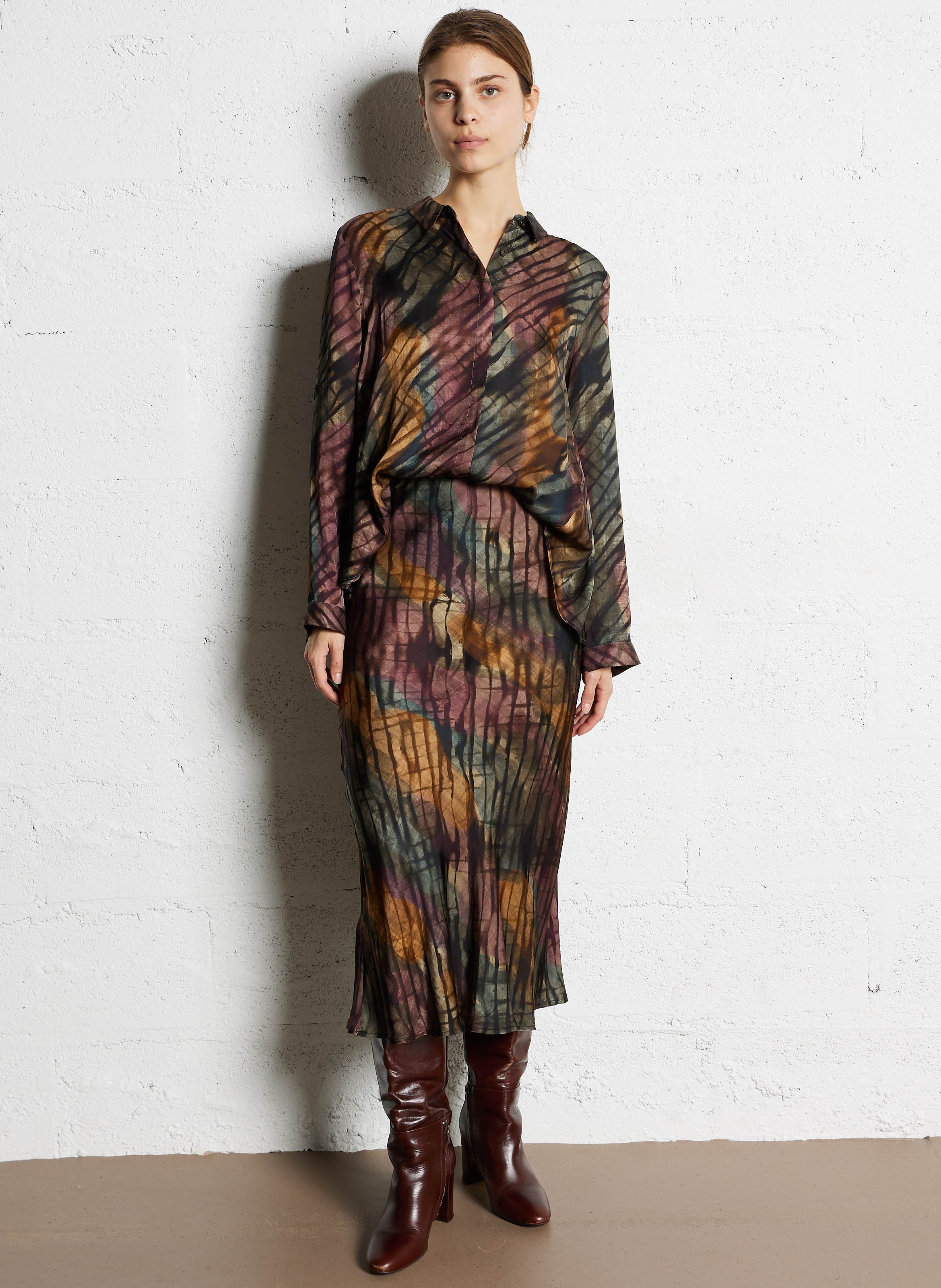 Long satin-effect skirt IMPERIAL Multicolored